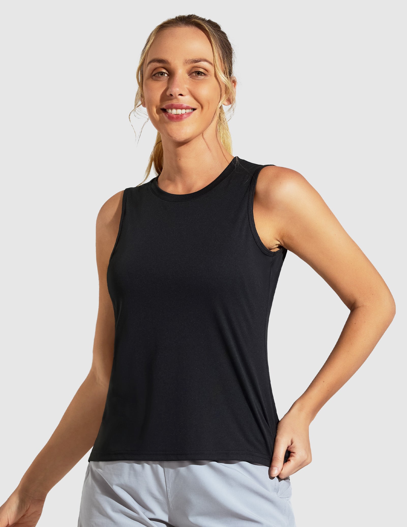 MIER UV Protection Sleeveless Workout Tank Top for Women - Lightweight & Breathable Women's Tank Top Black / XS