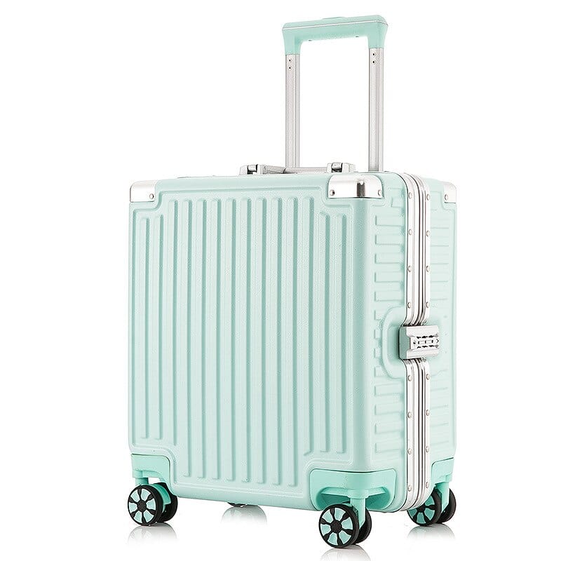 18 Inch Travel Suitcase Aluminum Frame Boarding Case Mini Password Box Suitcase Portable Universal Wheel Rolling Luggage Bag 0 Mint green 2 / 18 inch MIER