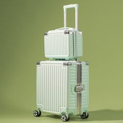 18 Inch Travel Suitcase Aluminum Frame Boarding Case Mini Password Box Suitcase Portable Universal Wheel Rolling Luggage Bag 0 Mint green set 2 / 18 inch MIER