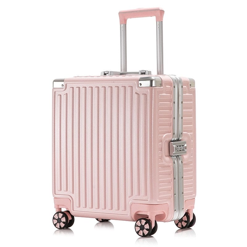 18 Inch Travel Suitcase Aluminum Frame Boarding Case Mini Password Box Suitcase Portable Universal Wheel Rolling Luggage Bag 0 Pink 2 / 18 inch MIER