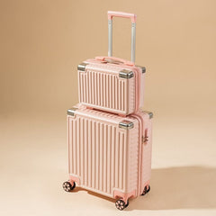 18 Inch Travel Suitcase Aluminum Frame Boarding Case Mini Password Box Suitcase Portable Universal Wheel Rolling Luggage Bag 0 Pink set 1 / 18 inch MIER