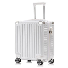 18 Inch Travel Suitcase Aluminum Frame Boarding Case Mini Password Box Suitcase Portable Universal Wheel Rolling Luggage Bag 0 White 1 / 18 inch MIER