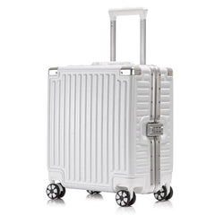 18 Inch Travel Suitcase Aluminum Frame Boarding Case Mini Password Box Suitcase Portable Universal Wheel Rolling Luggage Bag 0 White 2 / 18 inch MIER