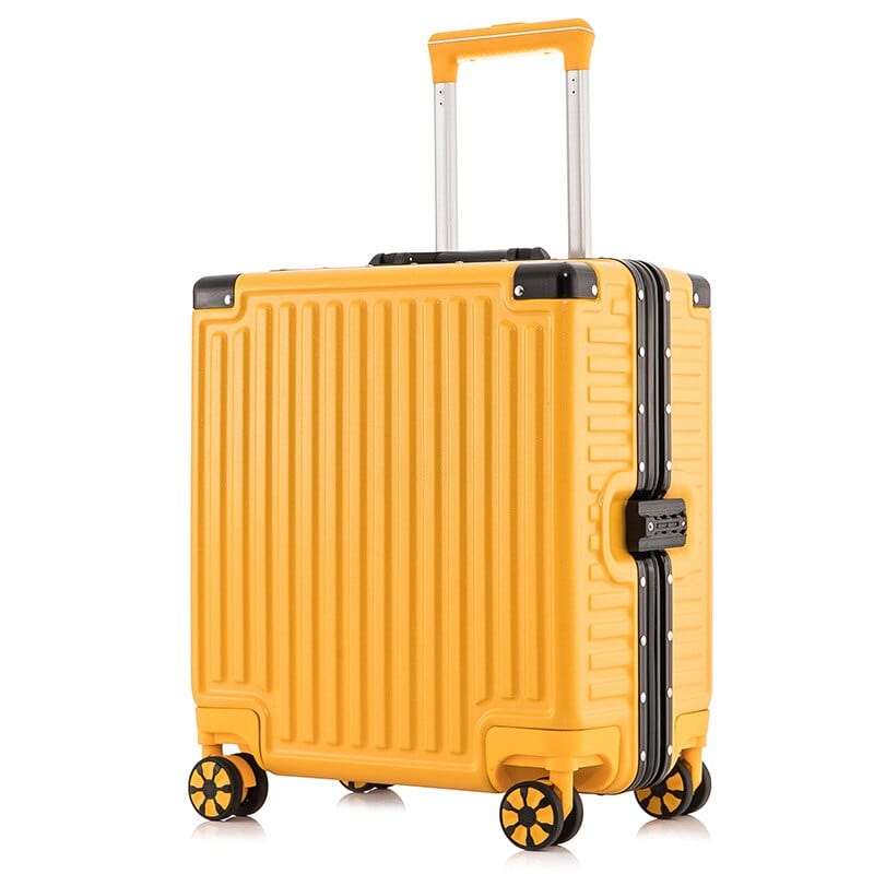 18 Inch Travel Suitcase Aluminum Frame Boarding Case Mini Password Box Suitcase Portable Universal Wheel Rolling Luggage Bag 0 Yellow 2 / 18 inch MIER