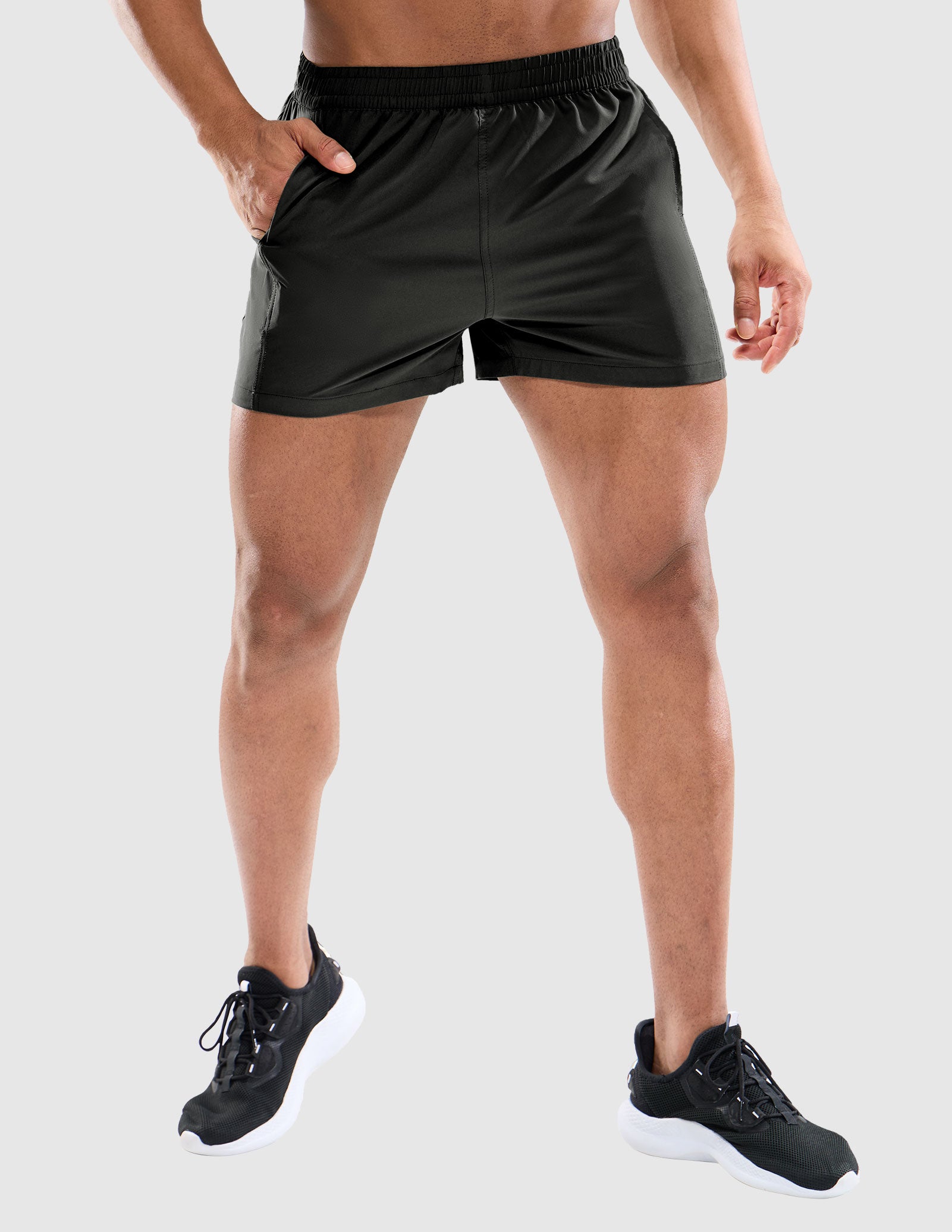 MIER Men's 3 Inch Athletic Running Shorts with Brief Liner Men's Shorts Black / XS