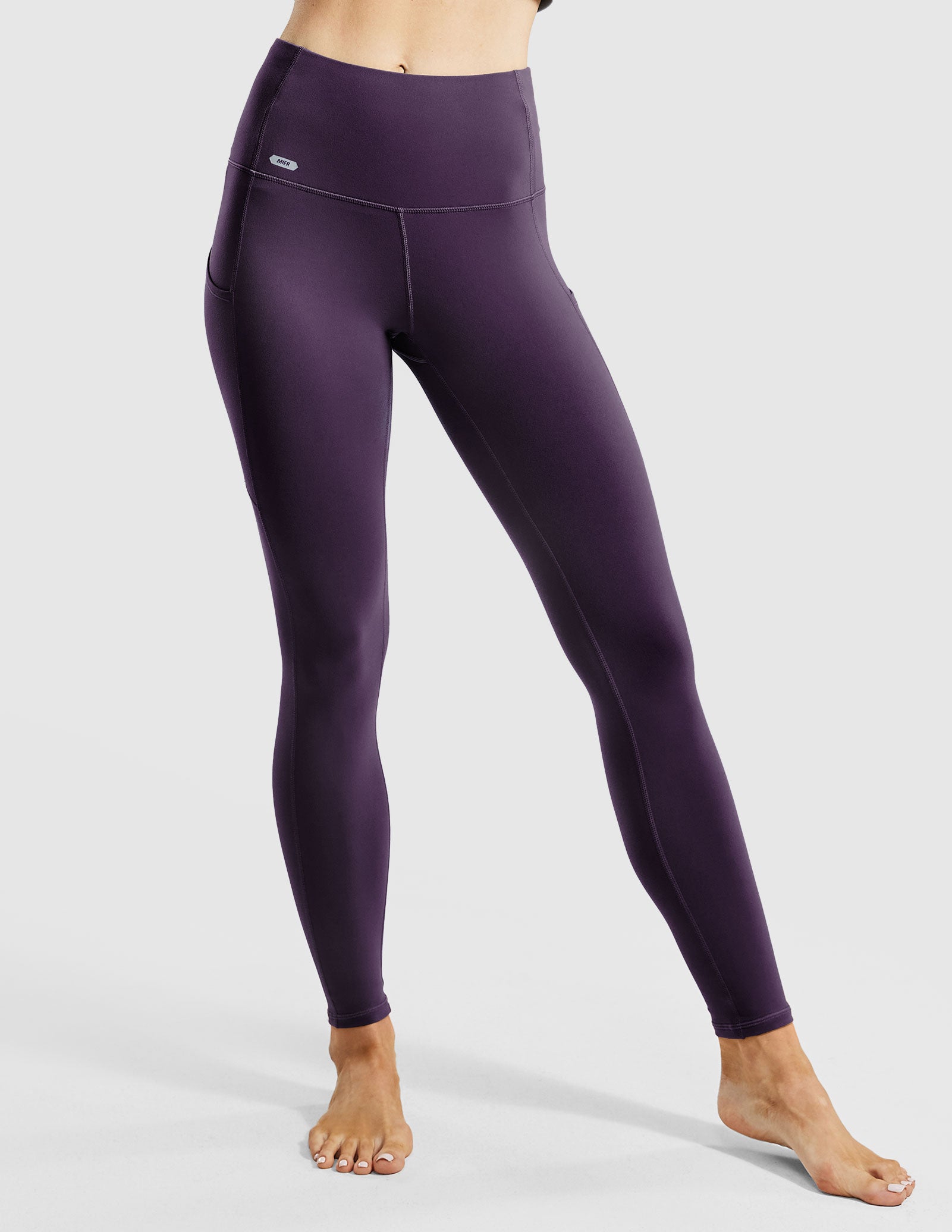 Women's High Waisted Yoga Leggings Workout Pants - Deep Purple / S