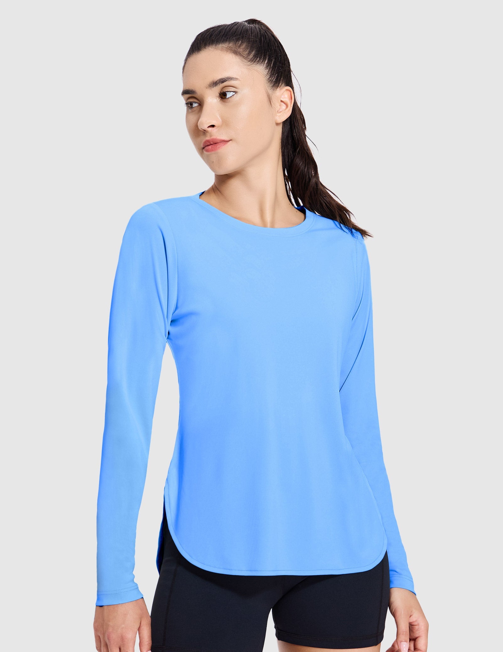 MIER Women's UPF 50 Plus Long Sleeve Running Shirt Sun Protection and Style Women Active Shirt