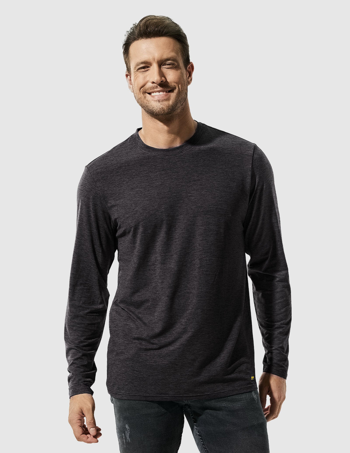 MIER Men’s Buttery Soft Long Sleeve Athletic Crew Neck Tee Men's Shirt Black / S