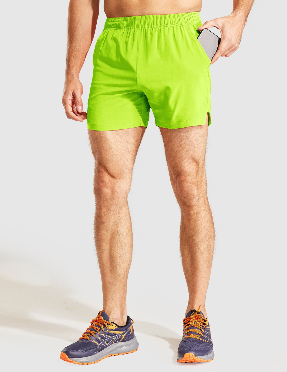 MIER Men's Workout Running Shorts 5 Inches Quick Dry Shorts Men's Shorts Neon Green / XS