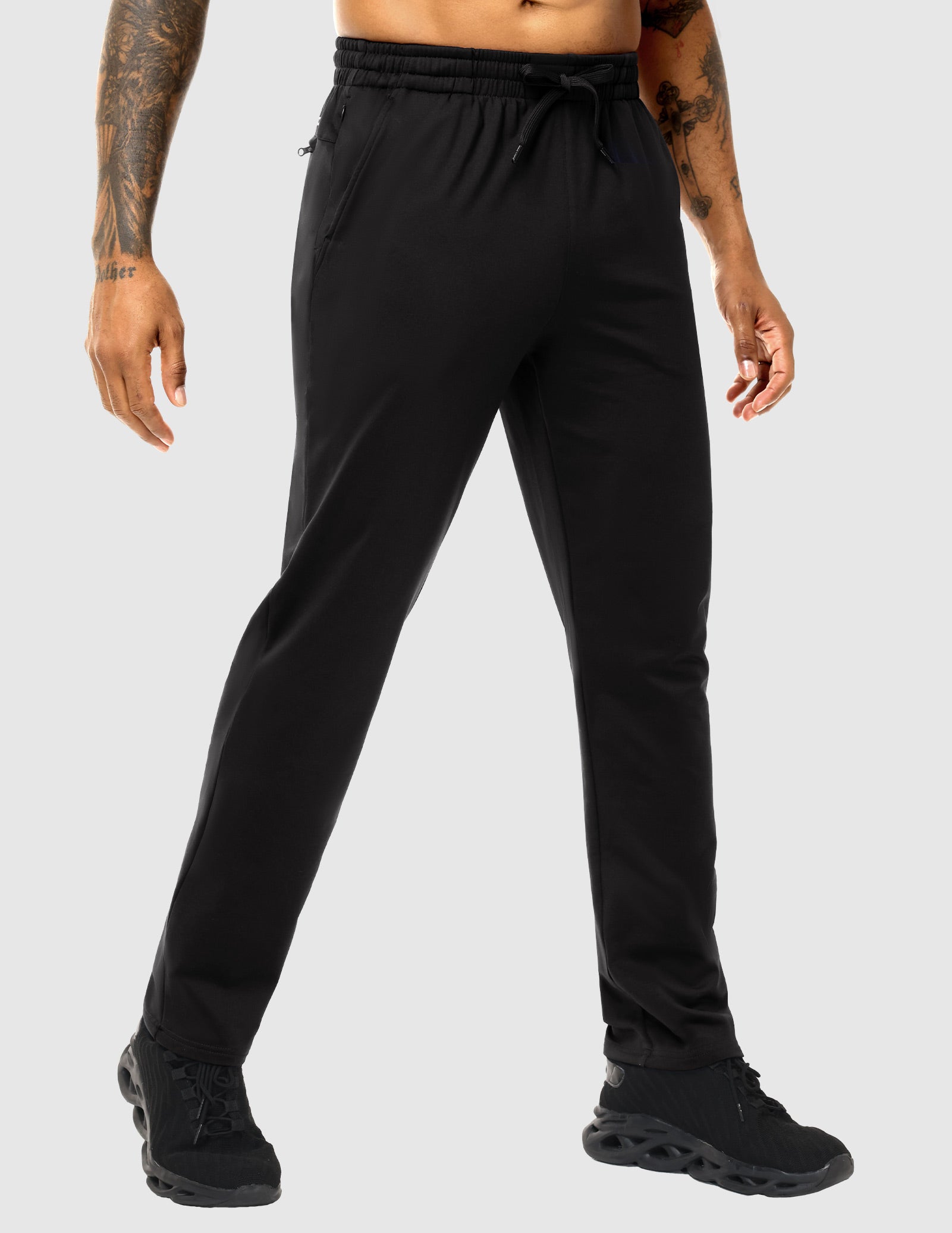 MIER Men's Fleece Lined Athletic Pants with Zipper Pockets | Winter Warm Workout Sweatpants Men's Train Pants Black / S