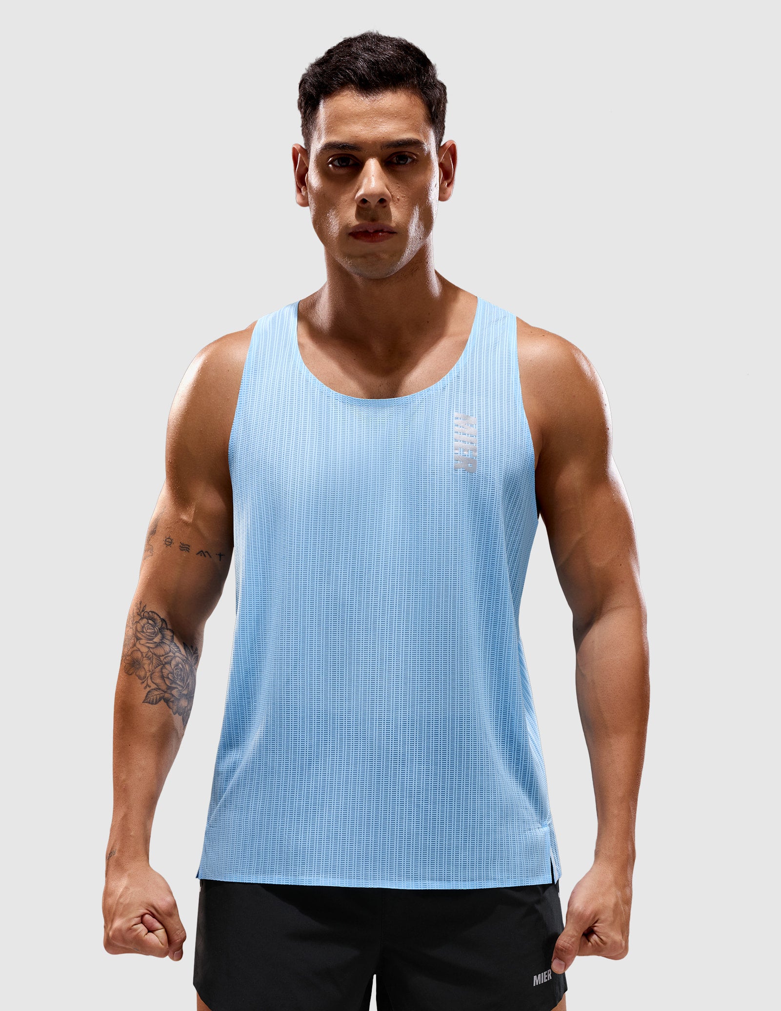MIER Men’s Running Race Singlet – Ultralight Running Tank Top Men's Tank Top Light Blue / S