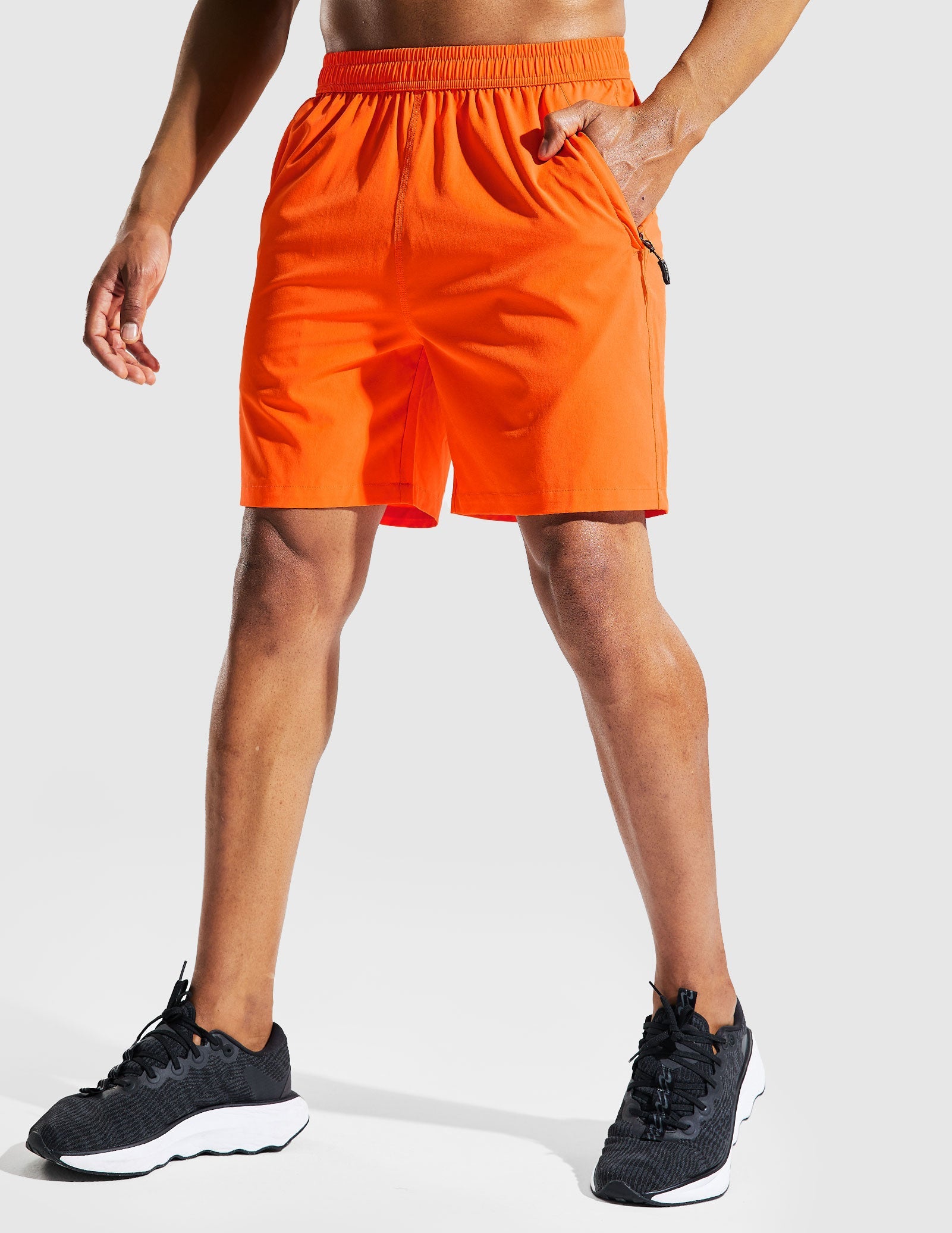 Pantalones cortos para correr de secado rápido para hombre con bolsillo con cremallera de 7 pulgadas