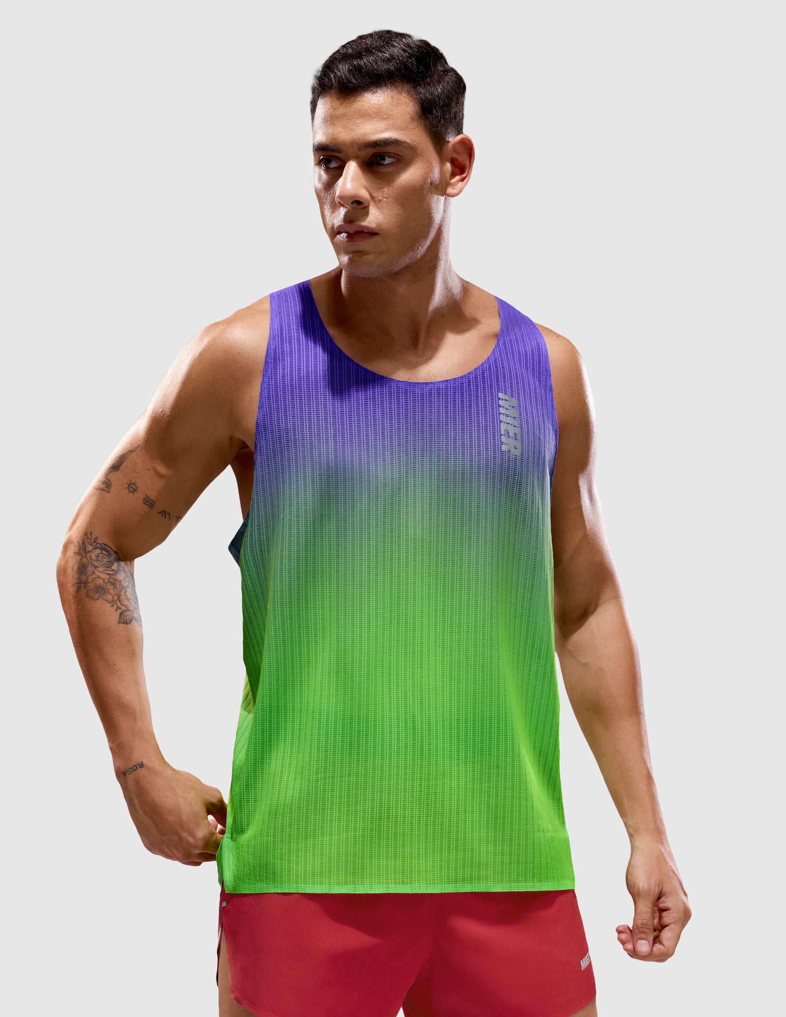 MIER Men’s Running Race Singlet – Ultralight Running Tank Top Men's Tank Top Neon/Purple / S