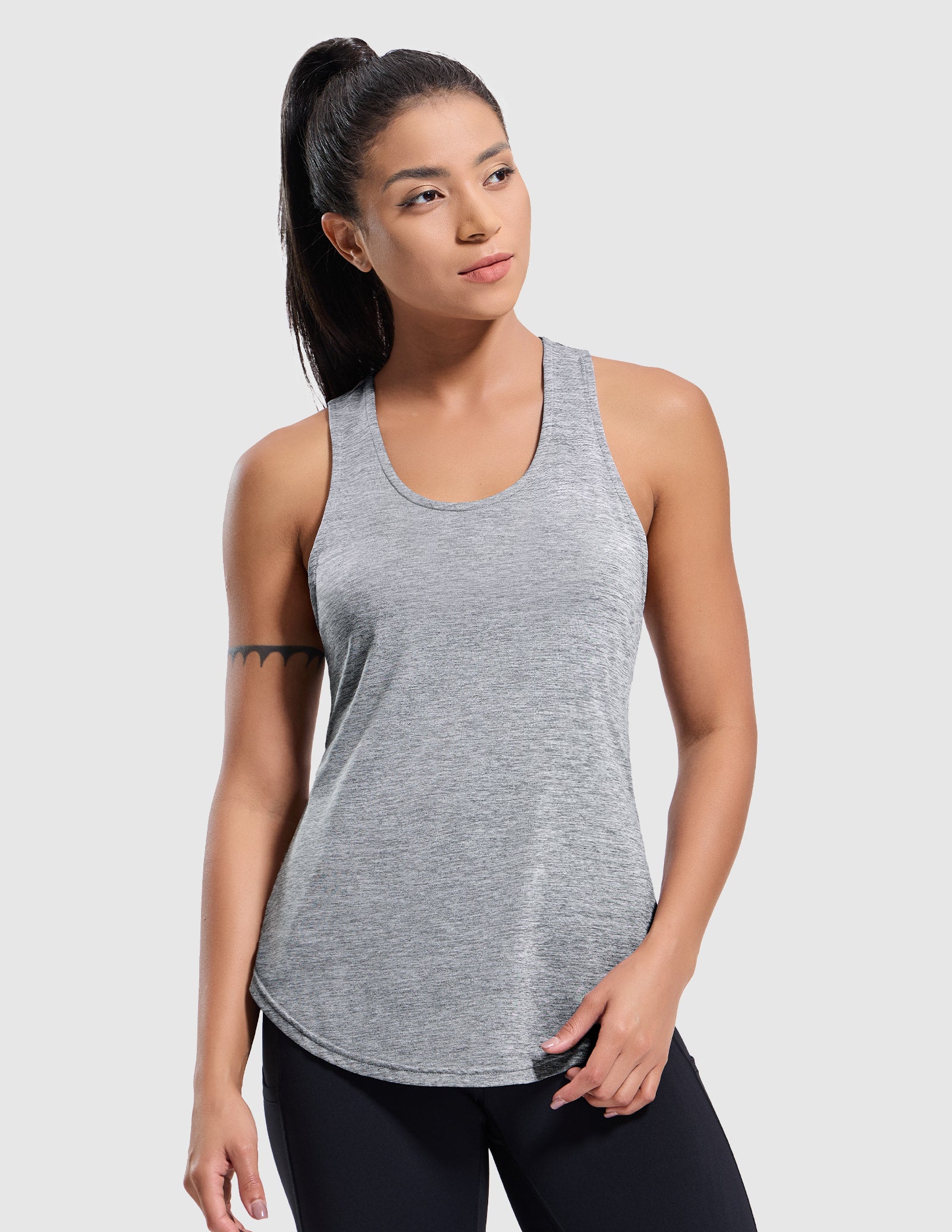 MIER Racerback Women’s Workout Tank Quick Dry Moisture Wicking and Stylish Women Tank Top Heather Grey / XS