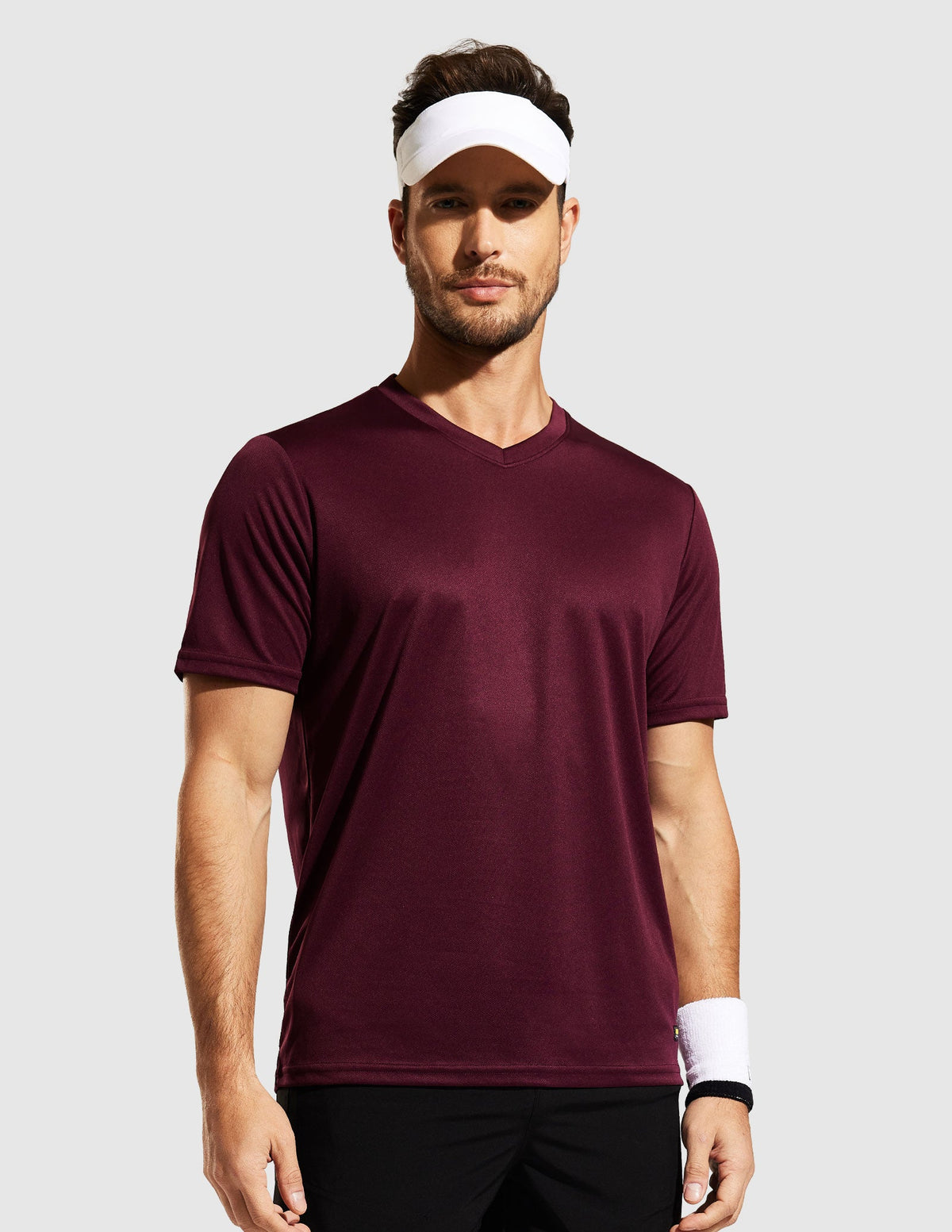 MIER Men's Dry Fit Performance Tees Eco Friendly and Moisture Wicking Men's T-Shirts Wine Red / S