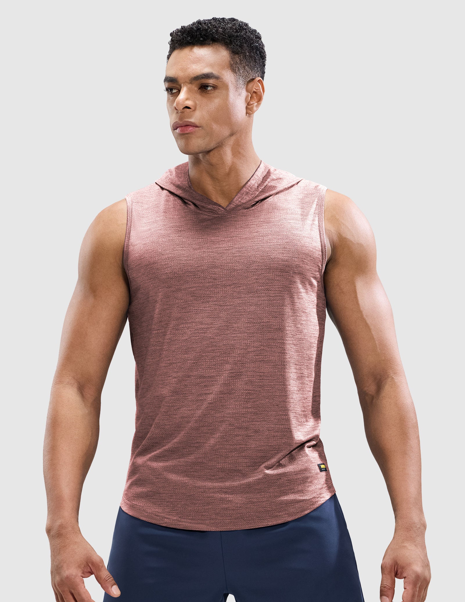 MIER Men's Sleeveless Tank Top with Hood Quick Dry Shirts Men's Sleeveless T-shirt Heather Dusty Pink / S