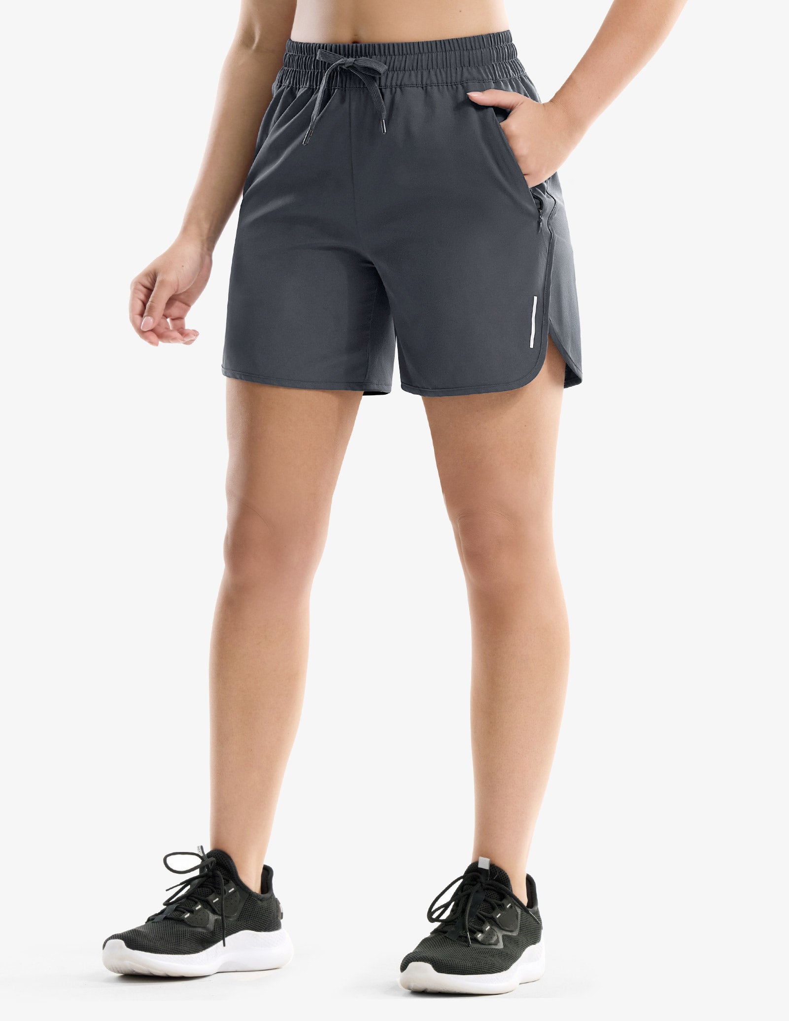 MIER Women's 5" Running Shorts with Secure Zipper Pockets Women Shorts Dark Grey / XS
