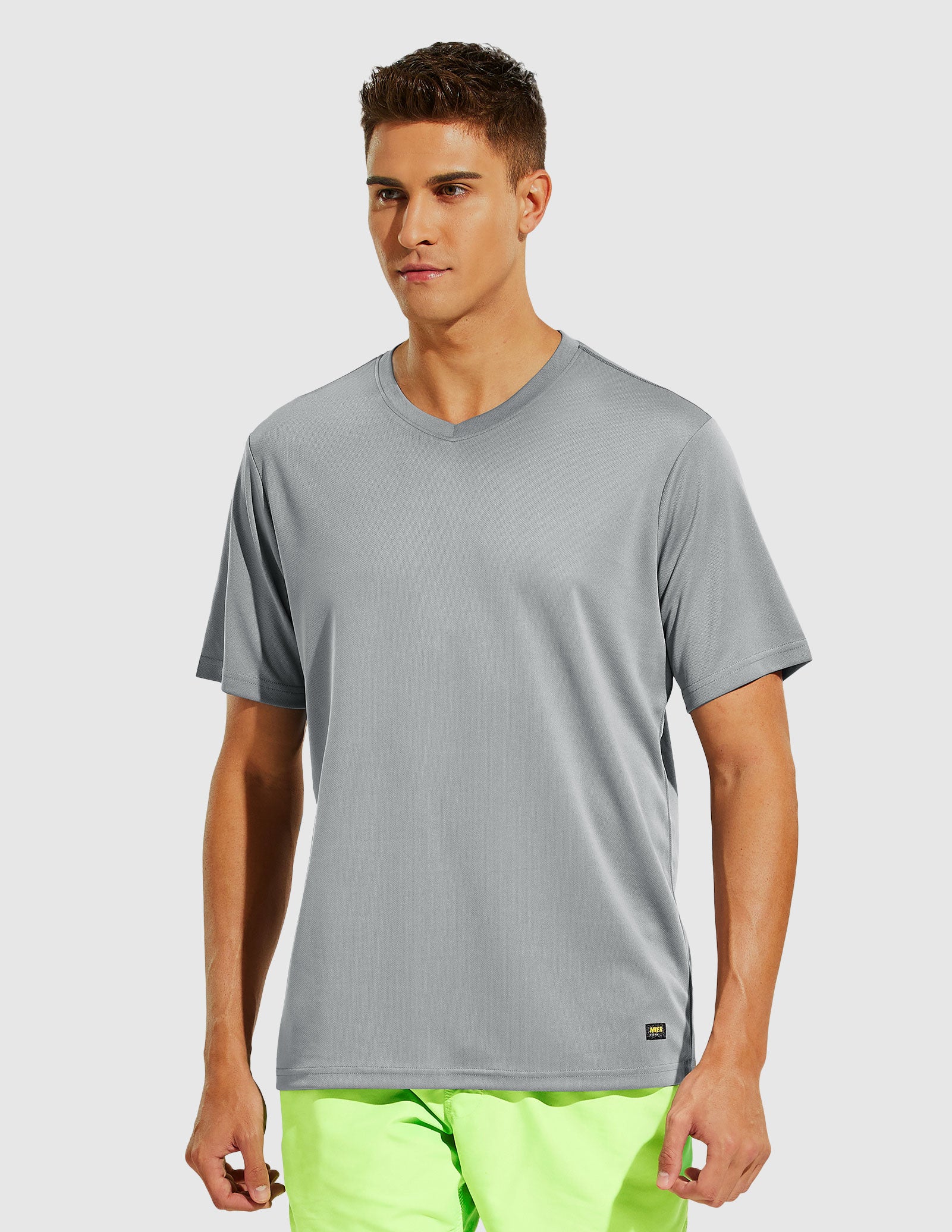 MIER Men's Dry Fit Performance Tees Eco Friendly and Moisture Wicking Men's T-Shirts Grey / S