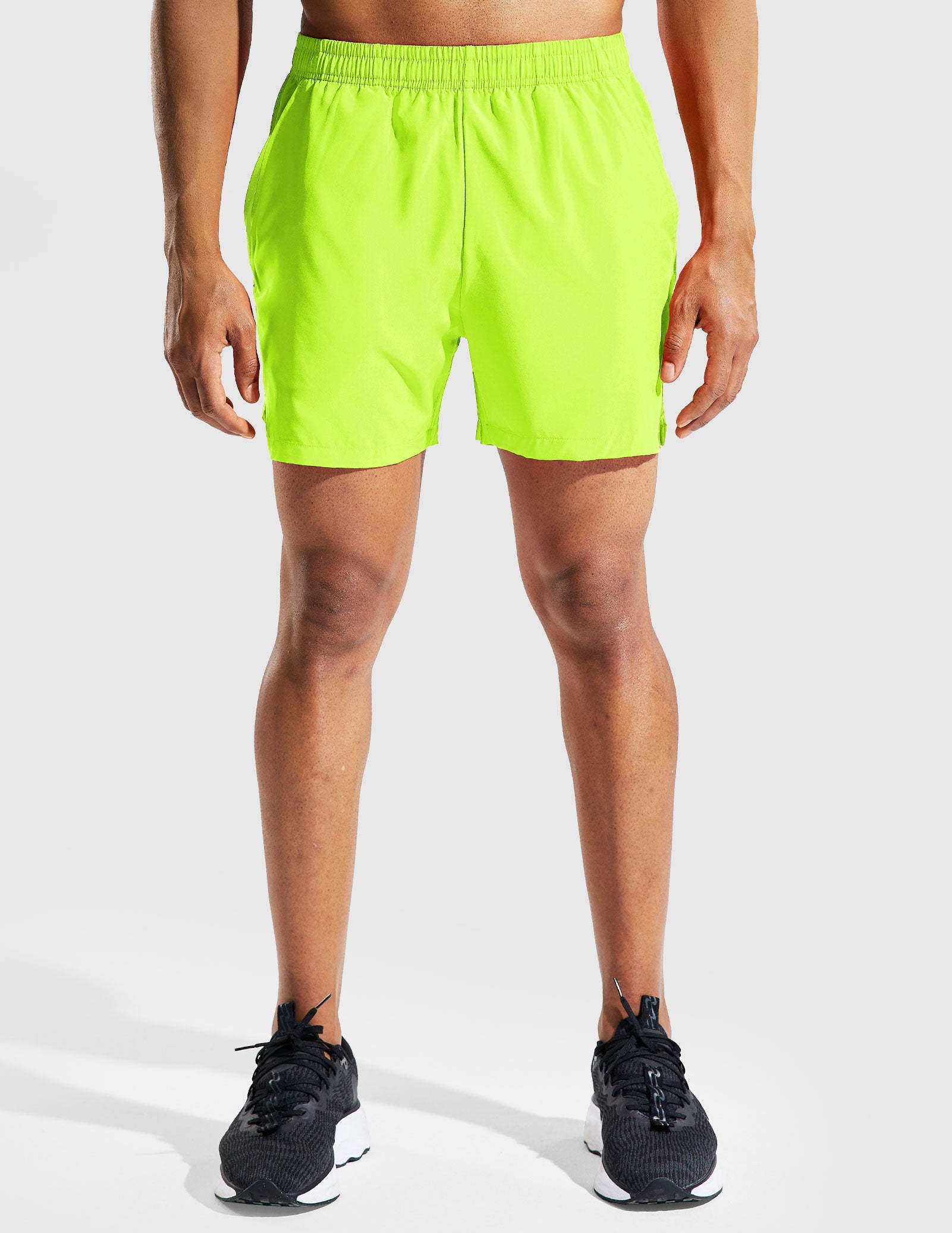 MIER Men's 5 Inch Quick Dry Running Shorts with Pockets Men's Shorts Neon Green / XS