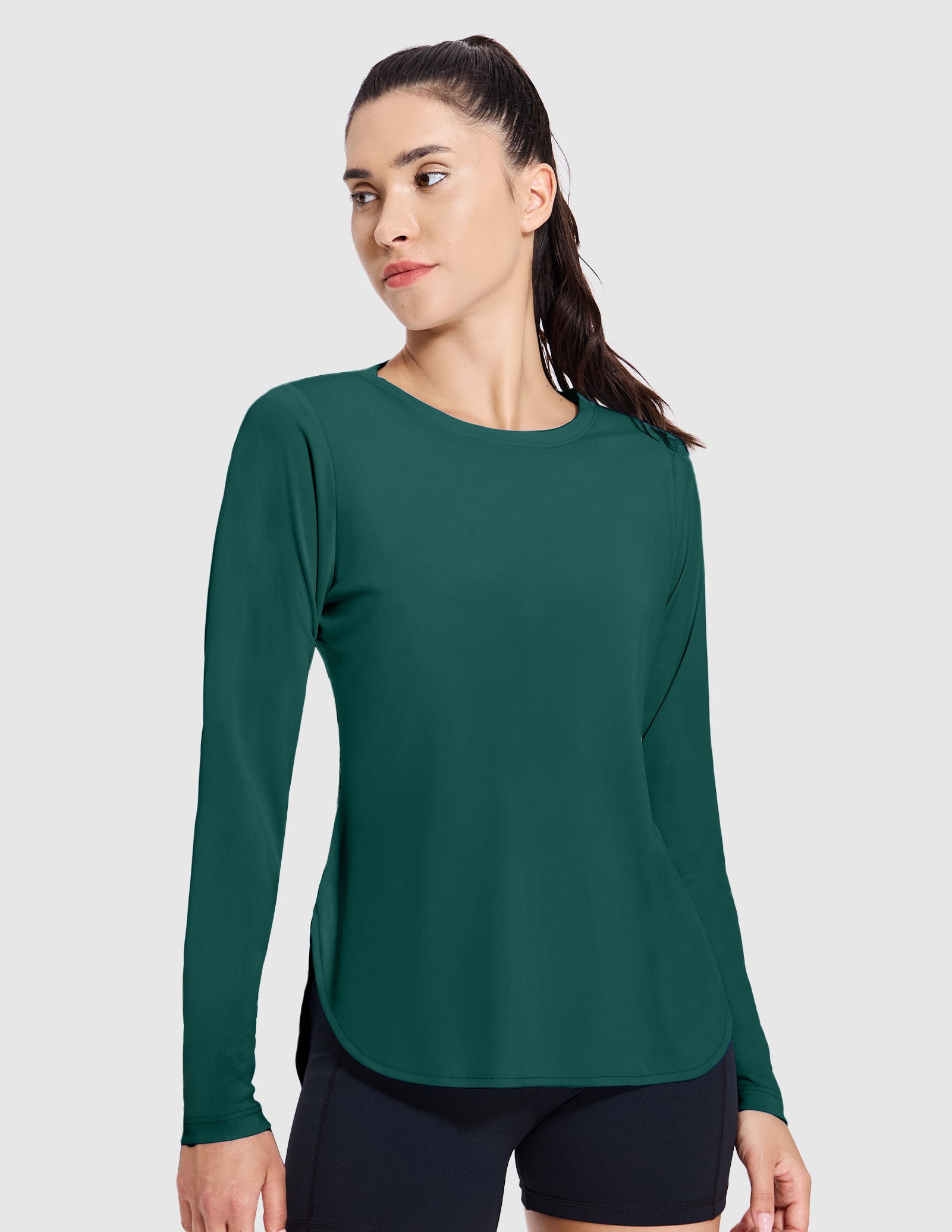 MIER Women's UPF 50 Plus Long Sleeve Running Shirt Sun Protection and Style Women Active Shirt