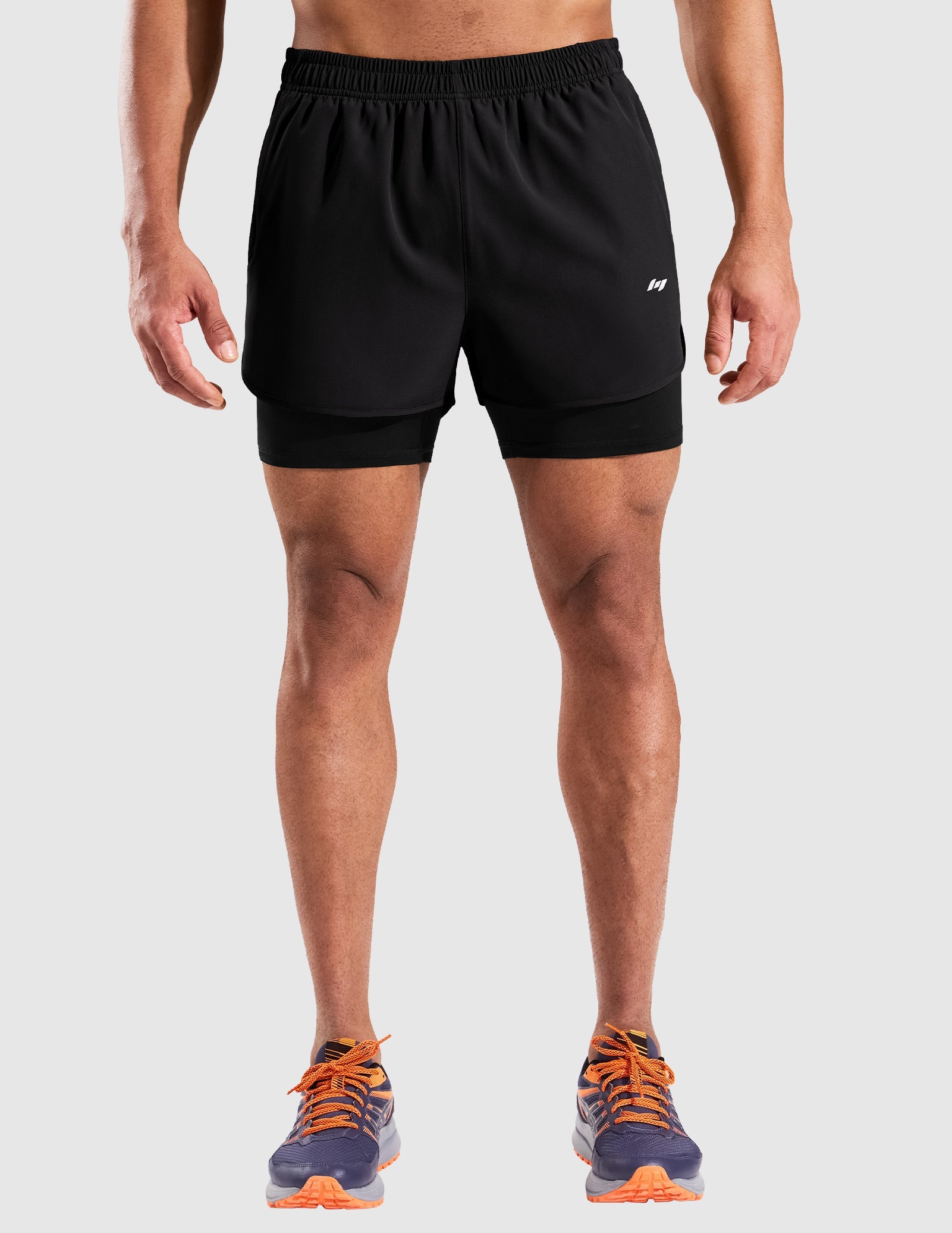 MIER Men’s 2-in-1 Running Shorts 5” Quick Dry with Compression Liner & 3 Pockets Men's Shorts Black Black / S