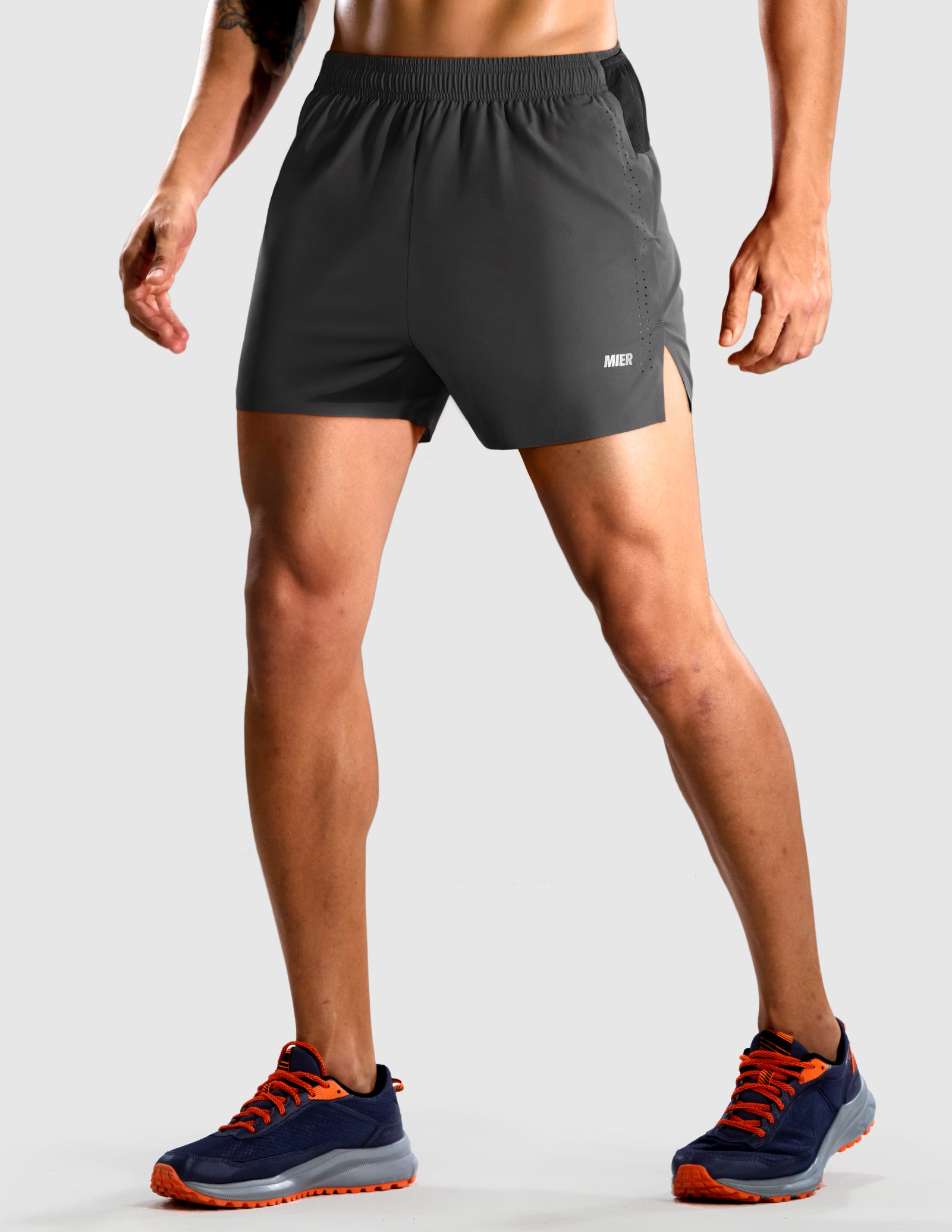 MIER Men's 3.5" Running Shorts Lightweight Marathon Training Shorts Men's Shorts Dark Grey / XS