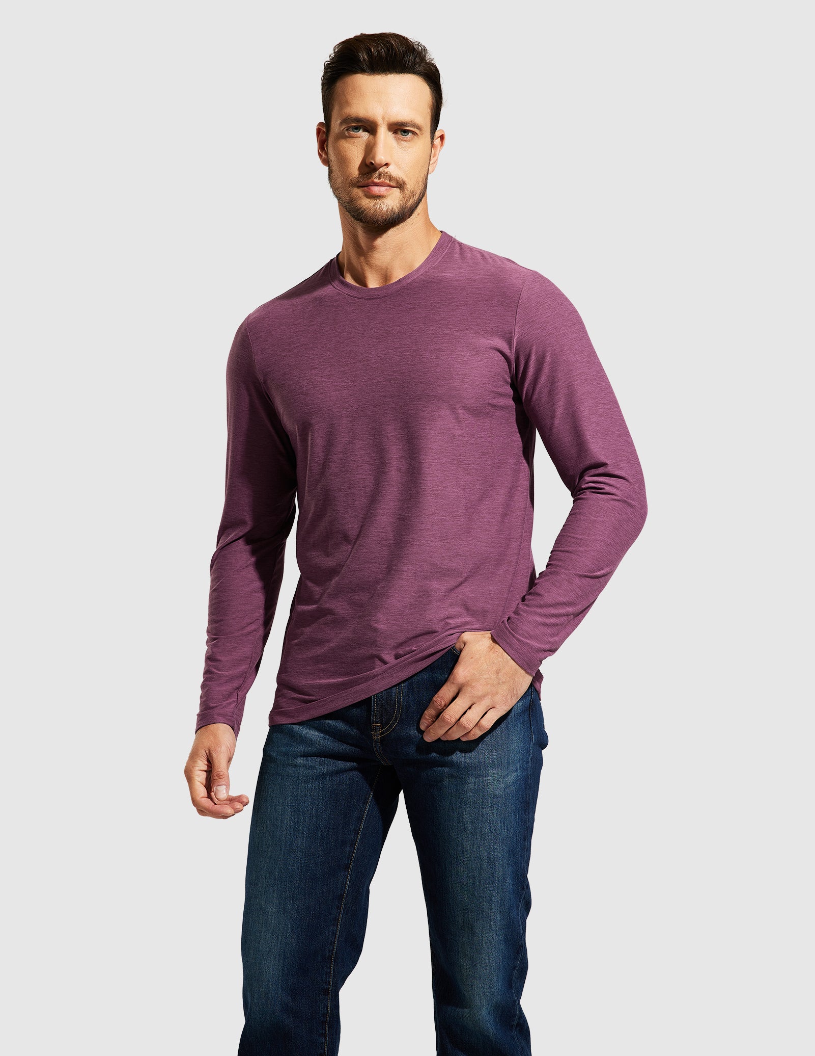 MIER Men’s Buttery Soft Long Sleeve Athletic Crew Neck Tee Men's Shirt