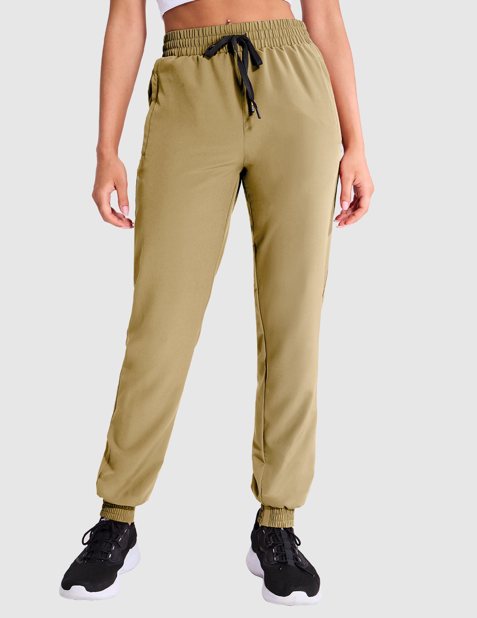 MIER Women's Running Joggers Quick Dry Stretchable and Zipper Pockets