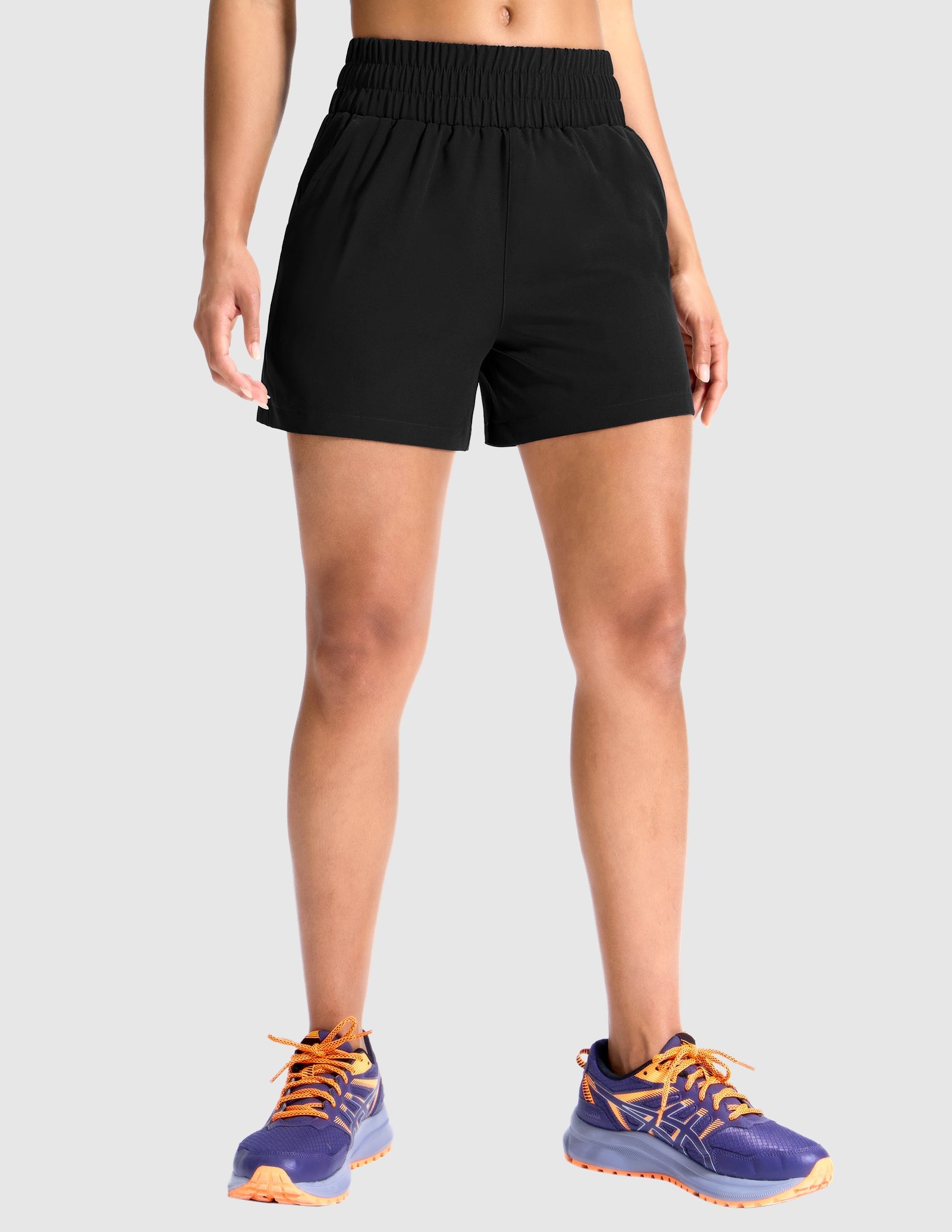 MIER Women’s Running Shorts Quick Dry Mid Waist Athletic Shorts 4" Inseam 3 Pockets Women Shorts