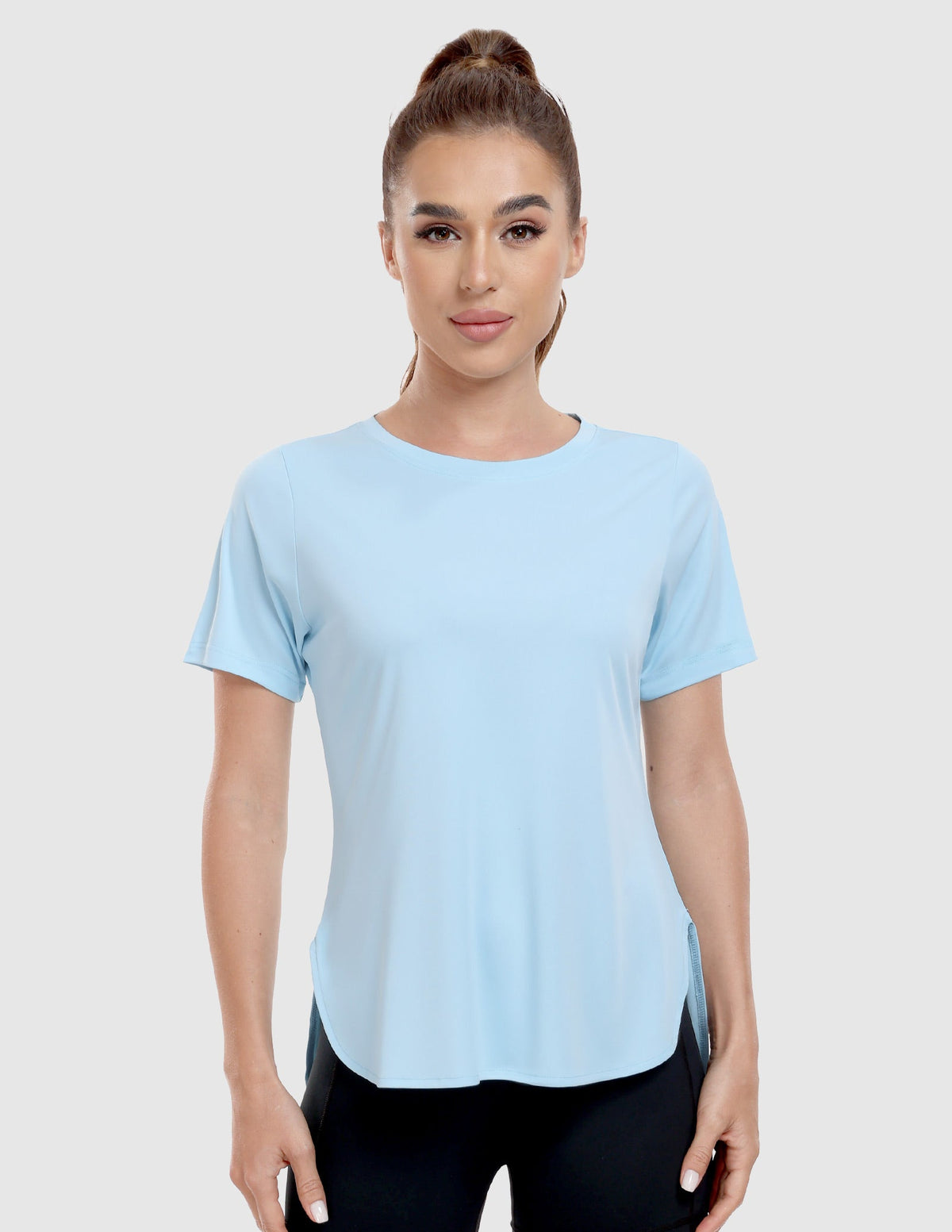 MIER Women's Lightweight Crew Neck Workout Shirt – UPF 50+ Sun Protection Women Active Shirt Light Blue / XS