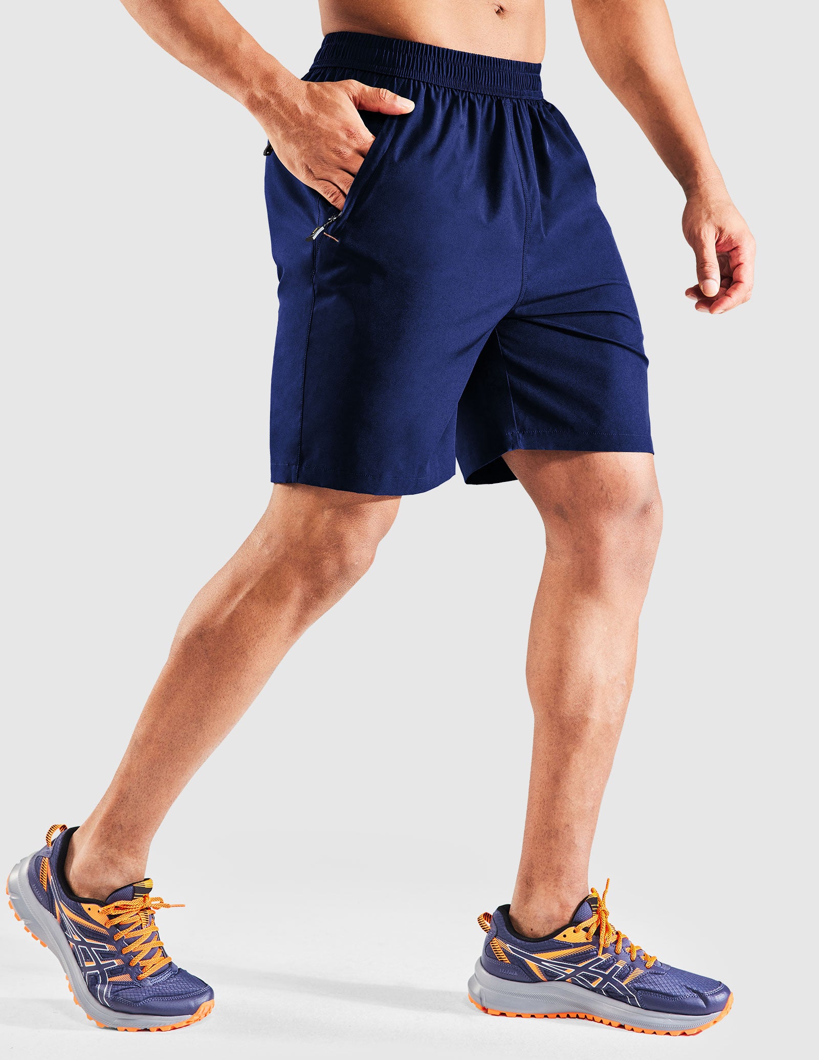  Pantalones cortos de correr para hombre, para entrenamiento,  maratón, de secado rápido, para verano, pantalones cortos deportivos  delgados para gimnasio, con bolsillo con cremallera (color C, tamaño: XXL  Code) : Ropa