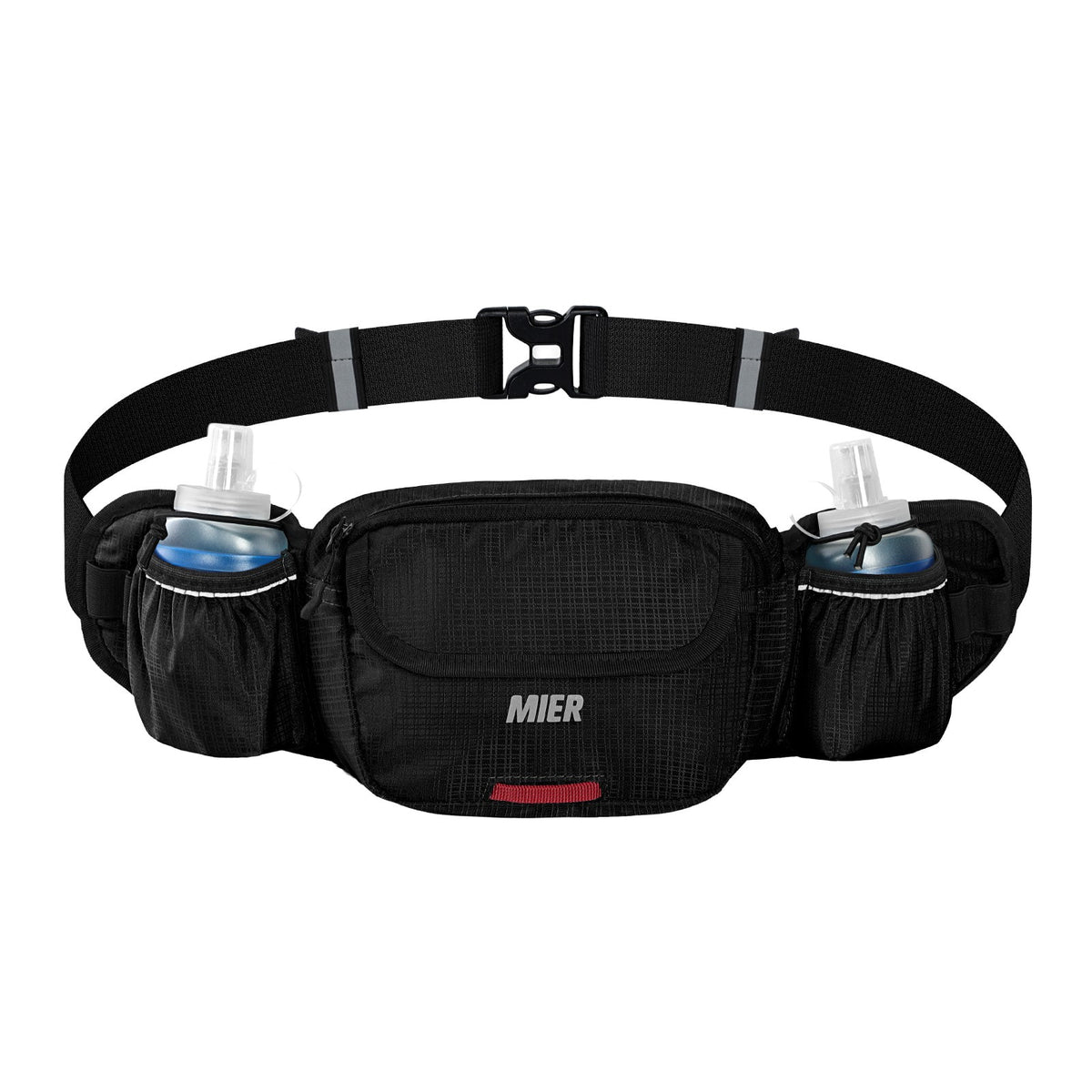MIER Running Hydration Belt with 2 Soft Flasks Running Vest Black