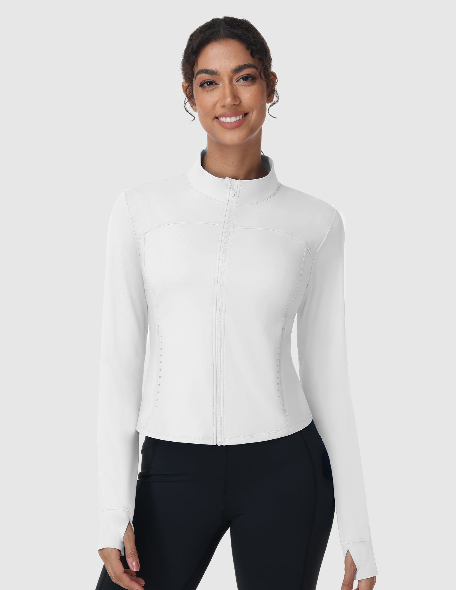MIER Women's Slim Fit Full Zip Workout Jacket with Zipper Pockets | Lightweight Running Track Top Women Active Shirt