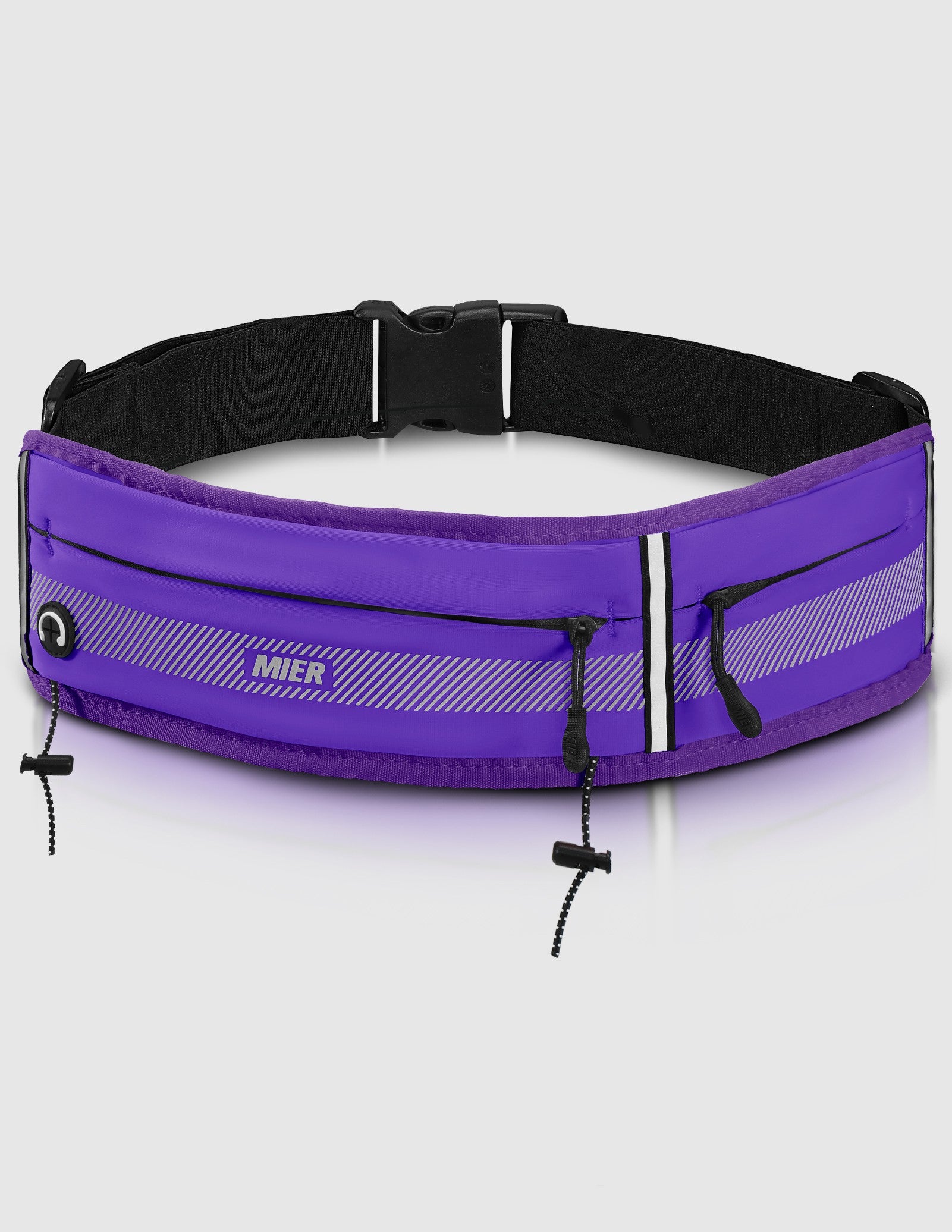 MIER Running Belt Slim Waist Pack with Bib Clips Phone Holder Running Belt Purple