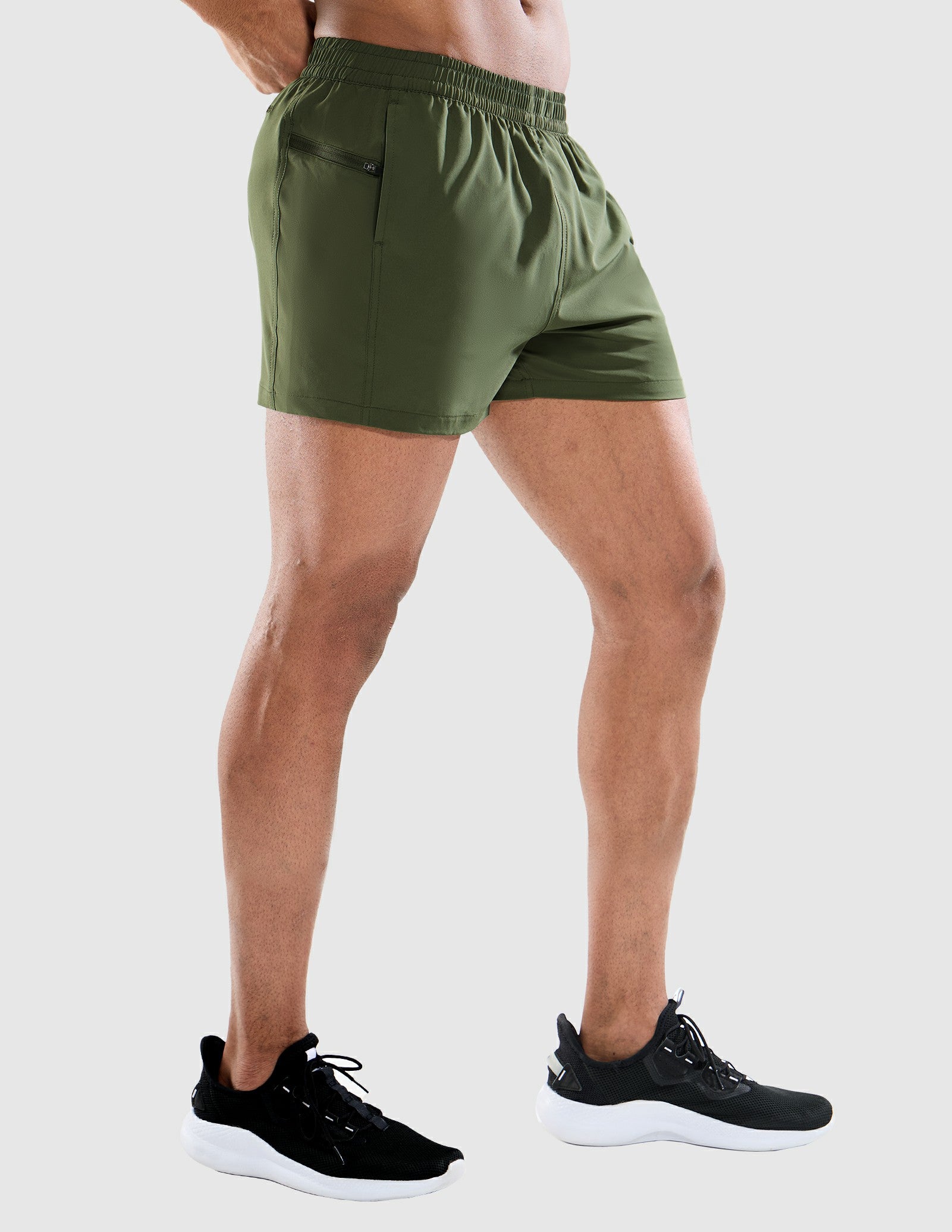 MIER Men's 3 Inch Athletic Running Shorts with Brief Liner Men's Shorts Army Green / XS
