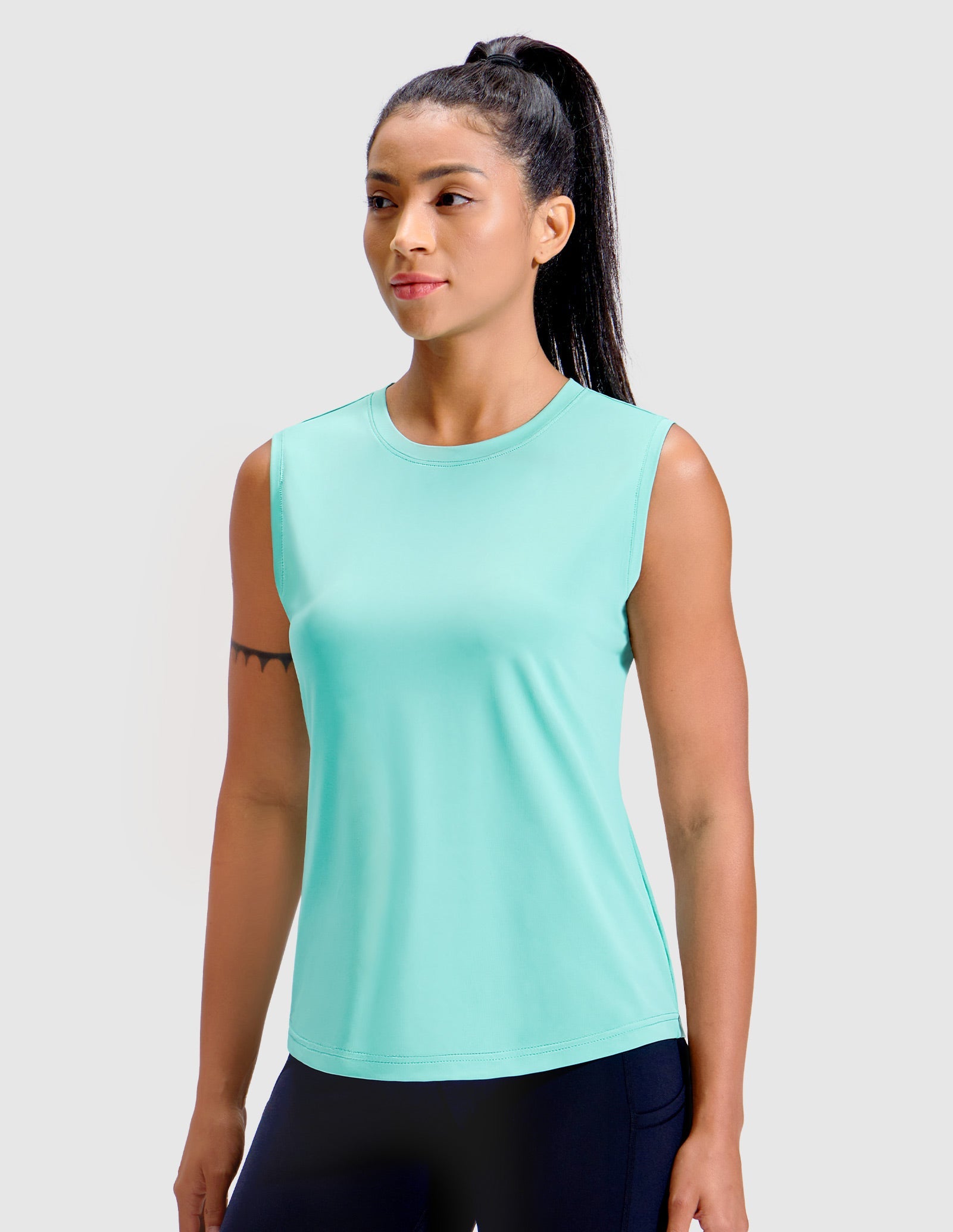 MIER Women’s Sleeveless Athletic Top Dry Fit UPF 50+ Running Workout Tank Women Tank Top Aqua / XS