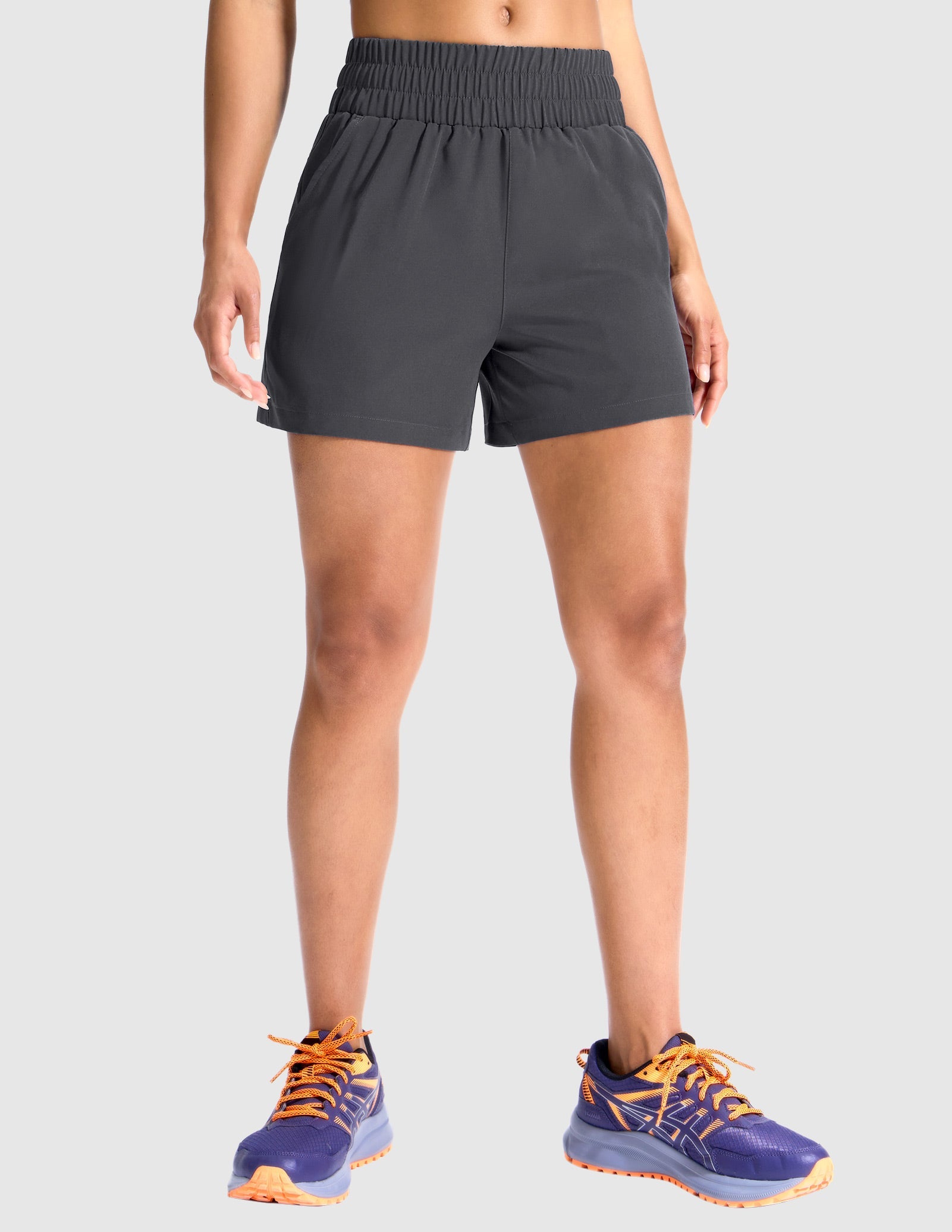MIER Women’s Running Shorts Quick Dry Mid Waist Athletic Shorts 4" Inseam 3 Pockets Women Shorts