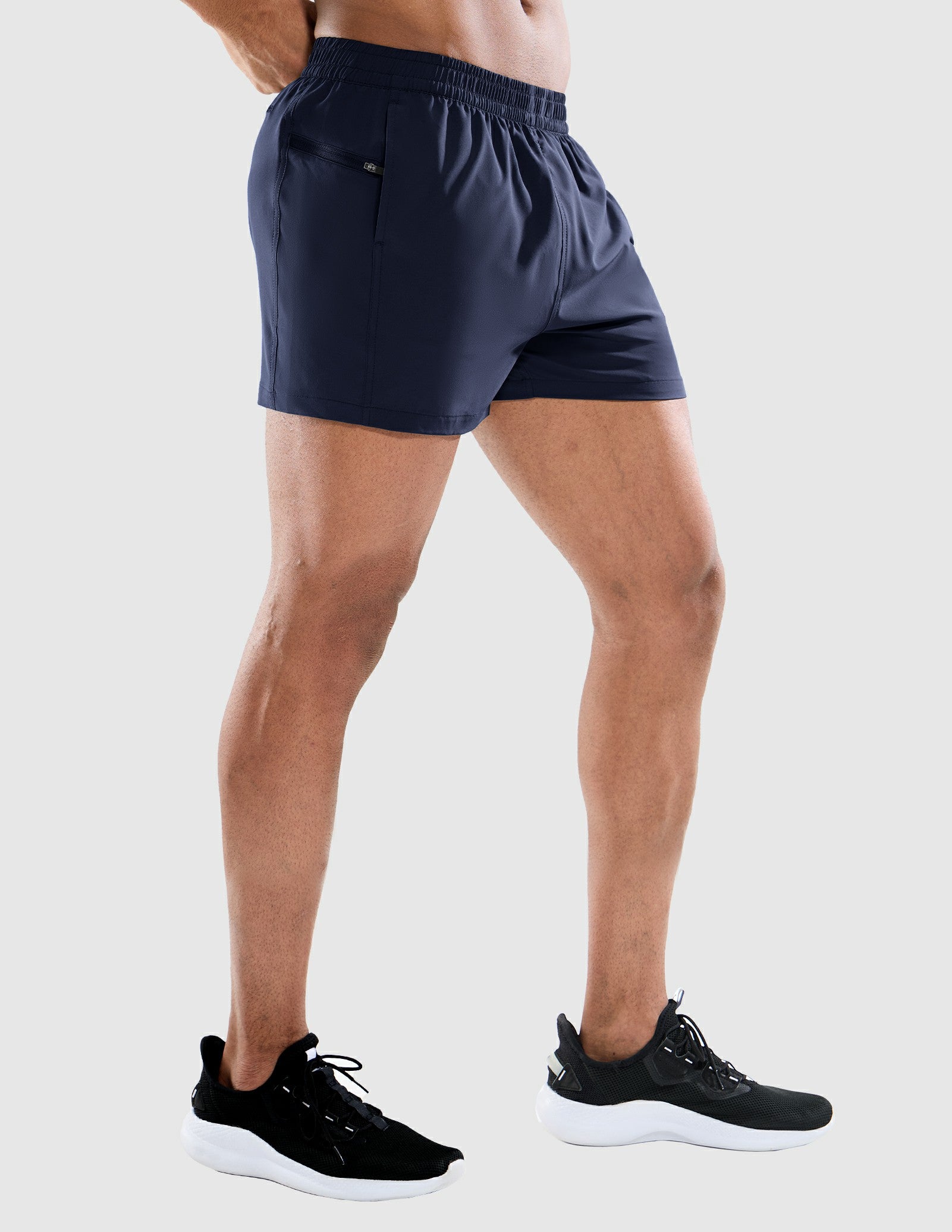 MIER Men's 3 Inch Athletic Running Shorts with Brief Liner Men's Shorts Navy / XS