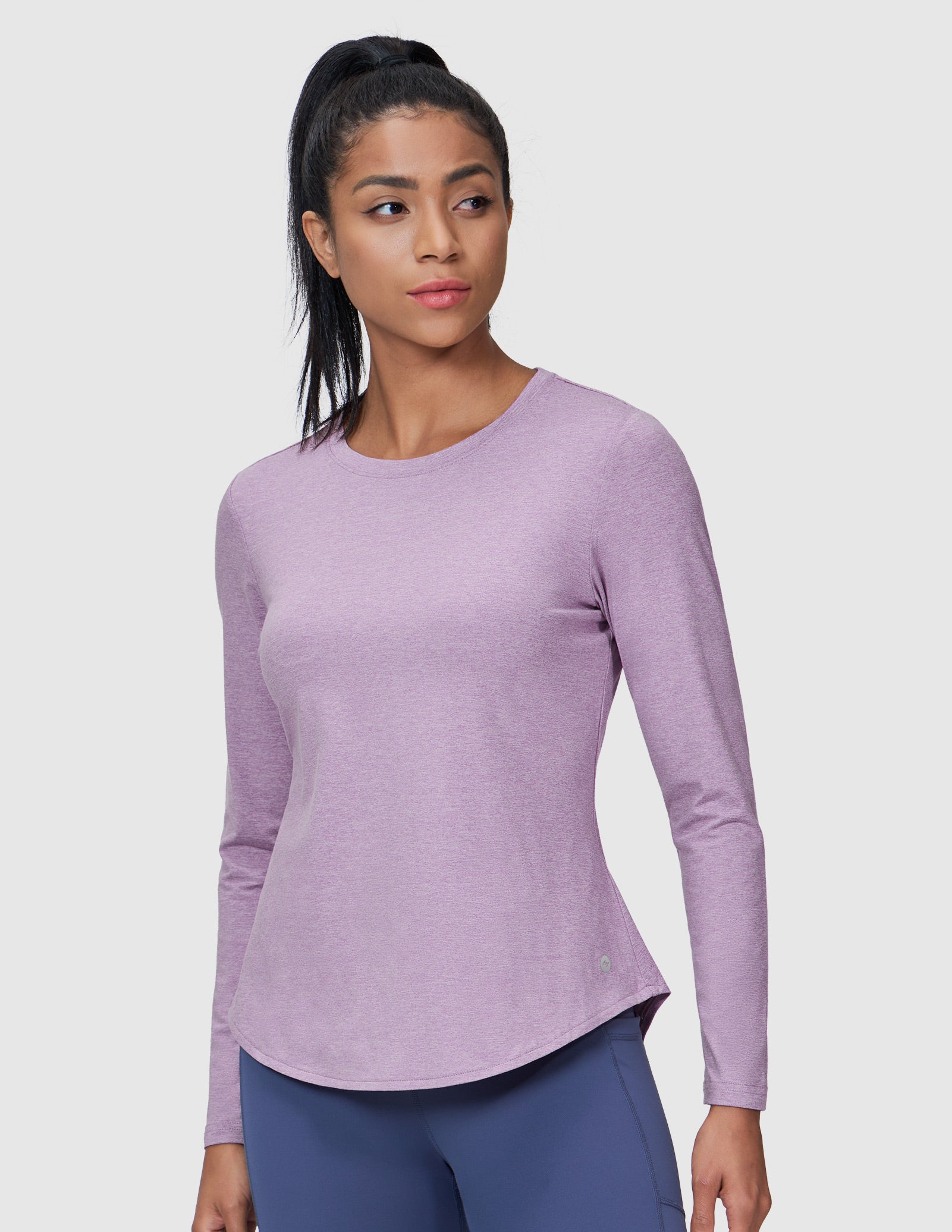 MIER Women’s Buttery Soft Long Sleeve Workout Dry Fit Tee Women Active Shirt Heather Lavender / XS