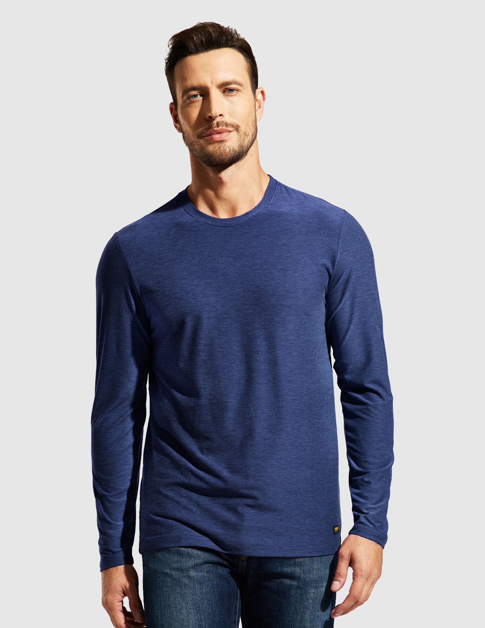 MIER Men’s Buttery Soft Long Sleeve Athletic Crew Neck Tee Men's Shirt Blue / S