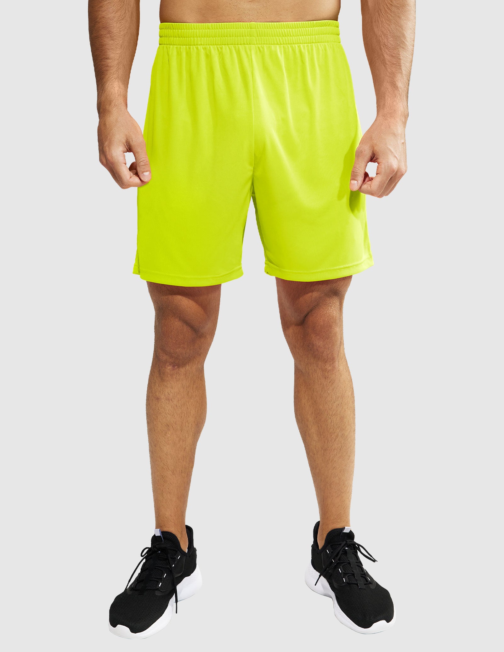MIER Men Quick-Dry Athletic Running Shorts without Pockets Men's Shorts Fluorescent Yellow / XS