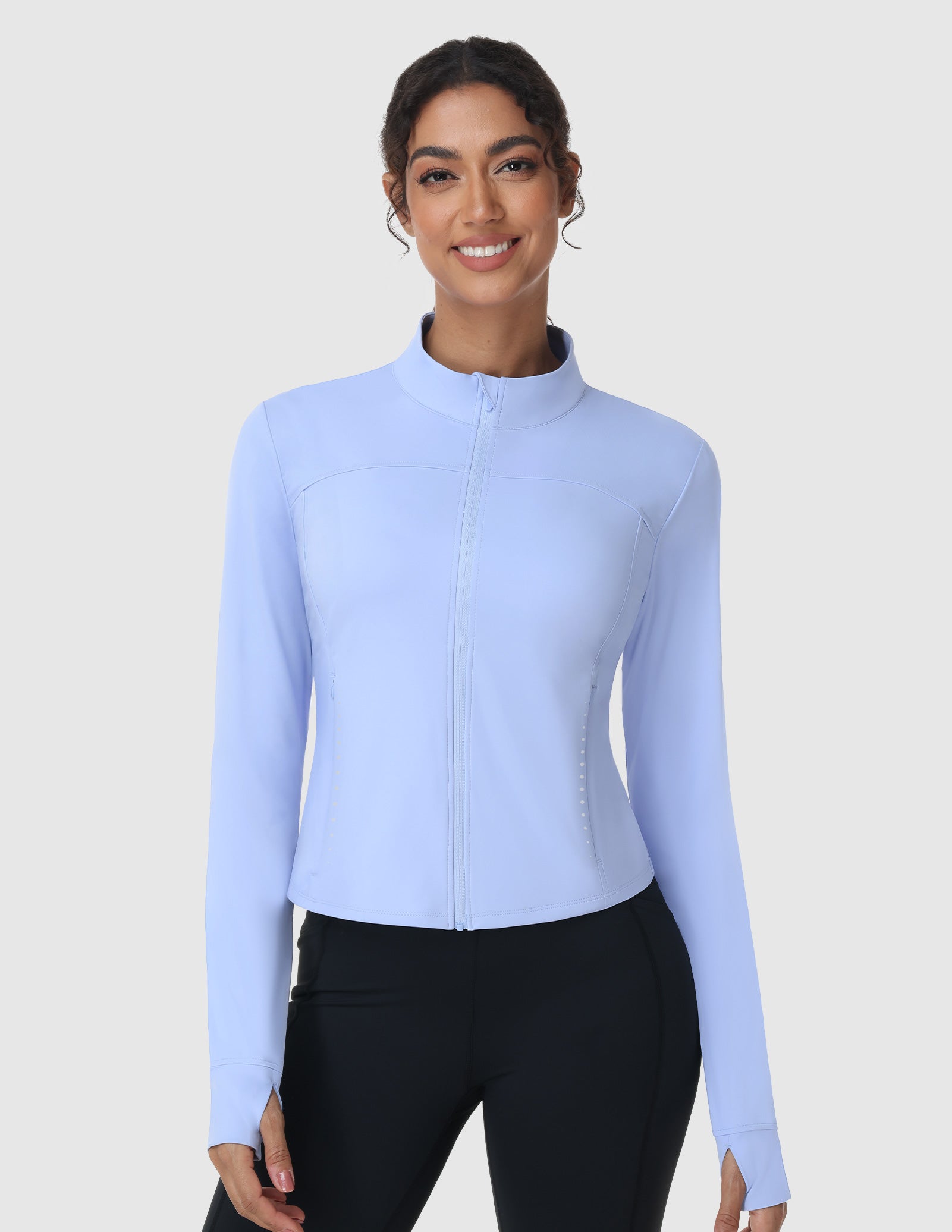 MIER Women's Slim Fit Full Zip Workout Jacket with Zipper Pockets | Lightweight Running Track Top Women Active Shirt