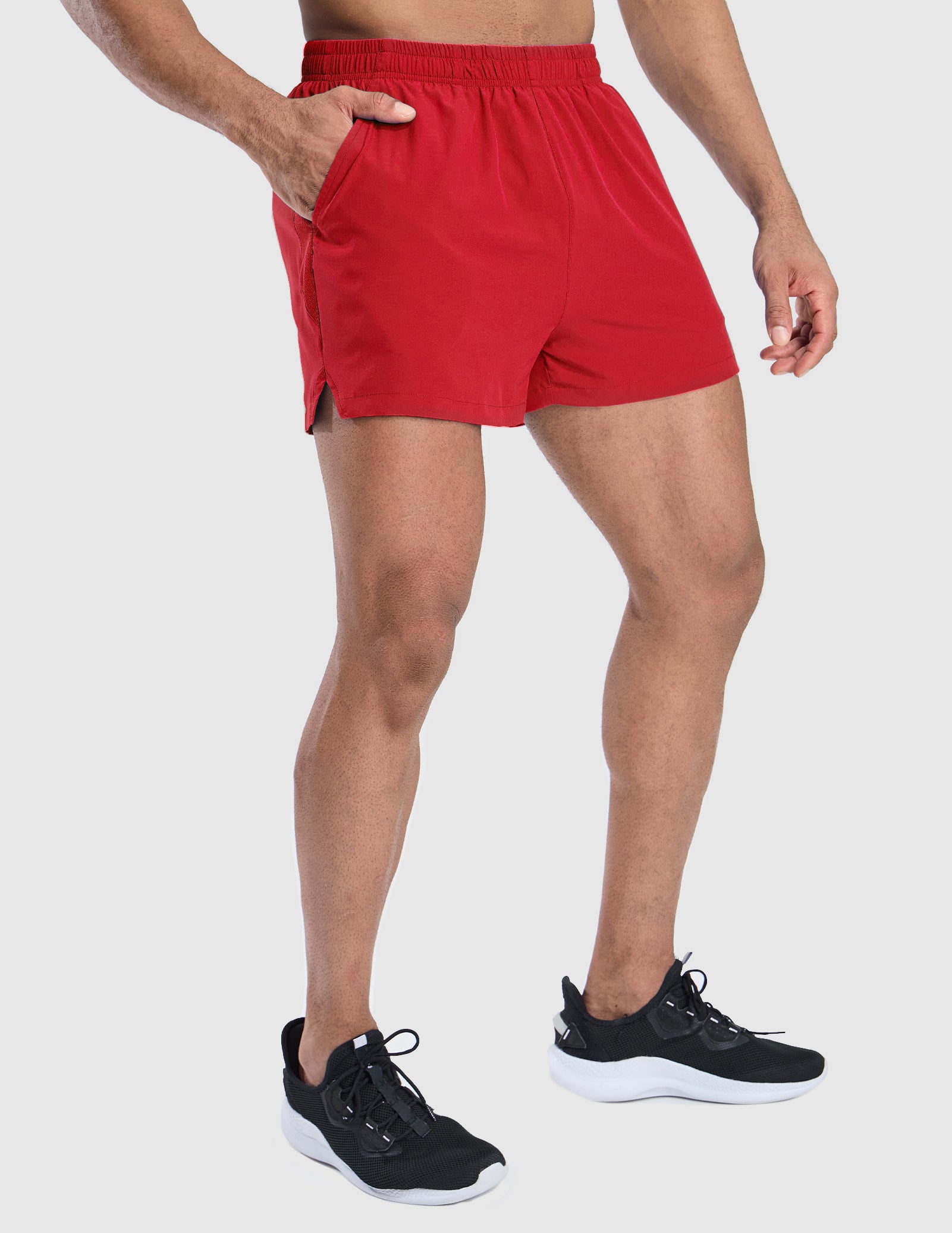 MIER Men's 3 Inch Running Shorts with Liner and Pockets Men's Shorts Red / XS