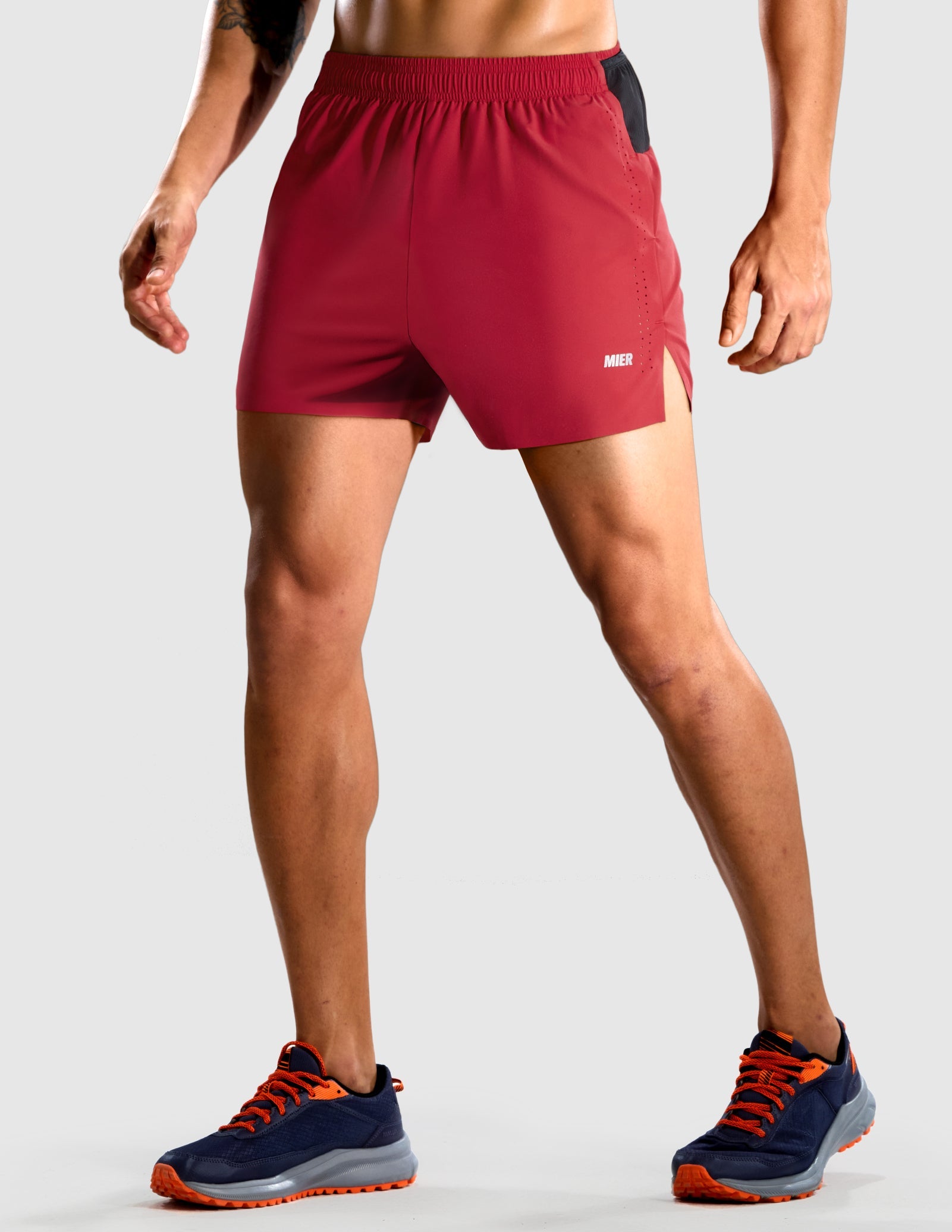 MIER Men's 3.5" Running Shorts Lightweight Marathon Training Shorts Men's Shorts Red / XS