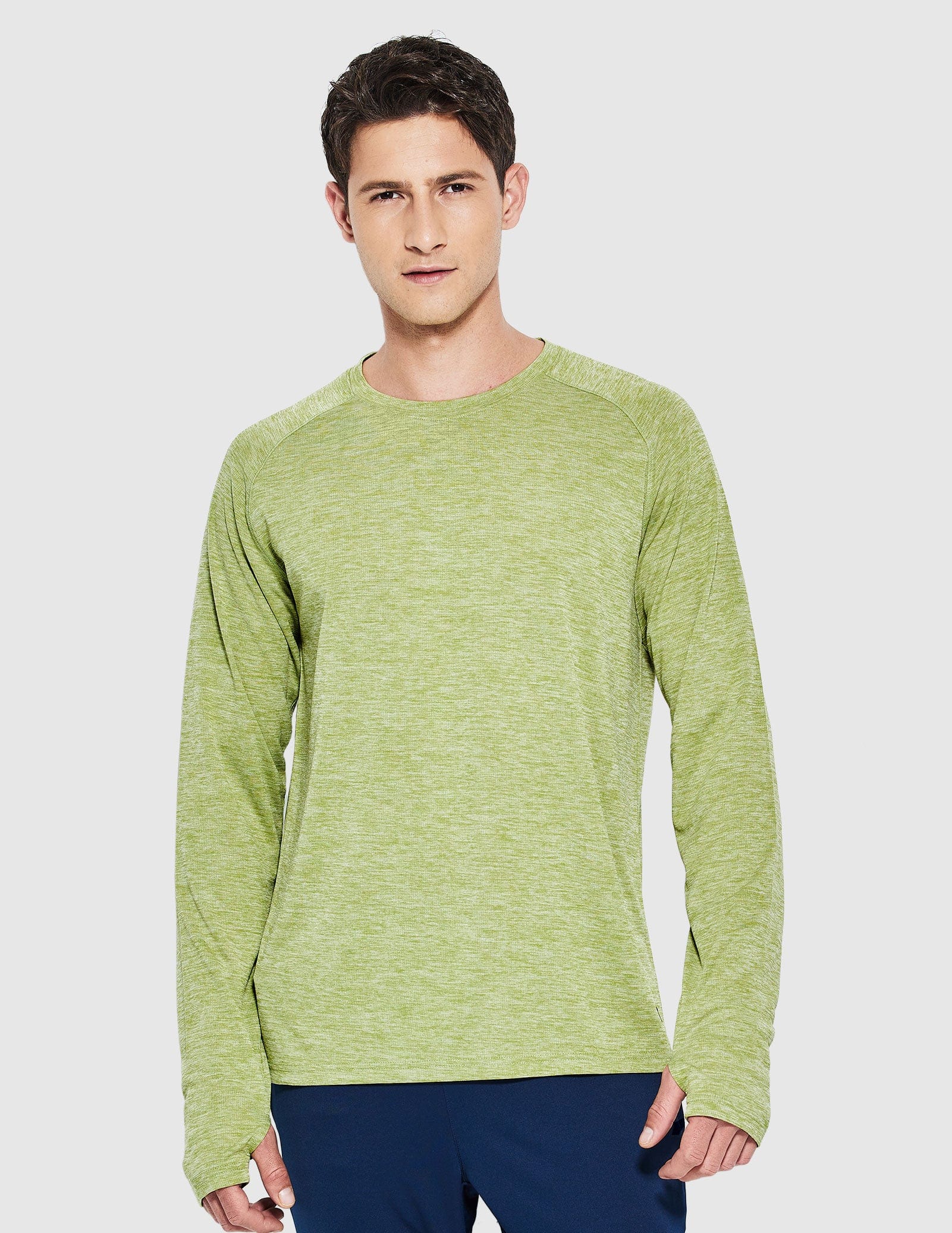 MIER Men’s UPF 50 Plus Long Sleeve Running Shirt Lightweight and Moisture Wicking Men's T-Shirts Lime Green / S