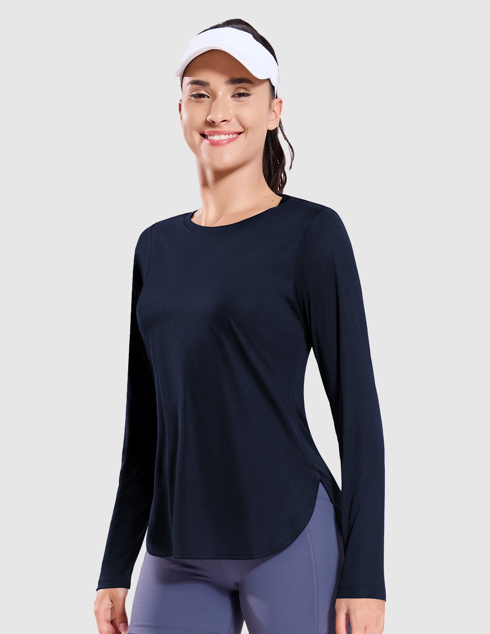 MIER Women's UPF 50 Plus Long Sleeve Running Shirt Sun Protection and Style Women Active Shirt