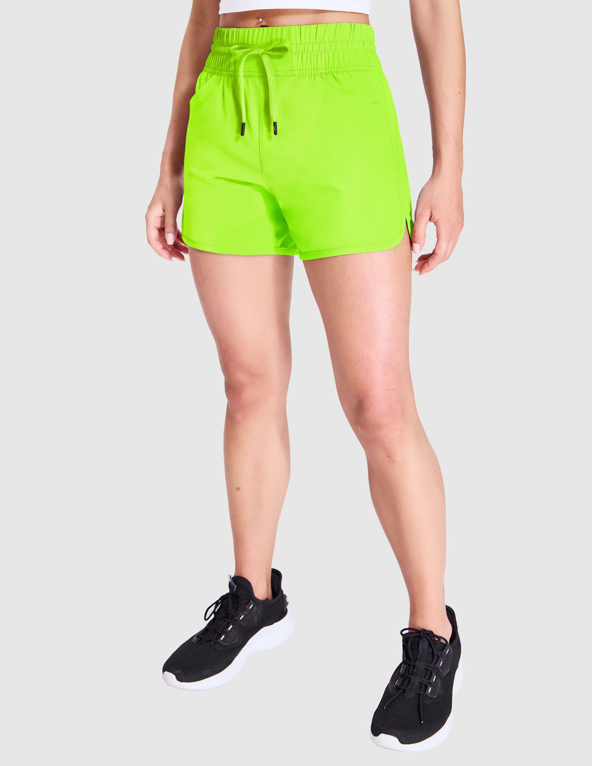 MIER Women's Quick Dry Running Shorts with Liner Women Shorts Neon Green / XS