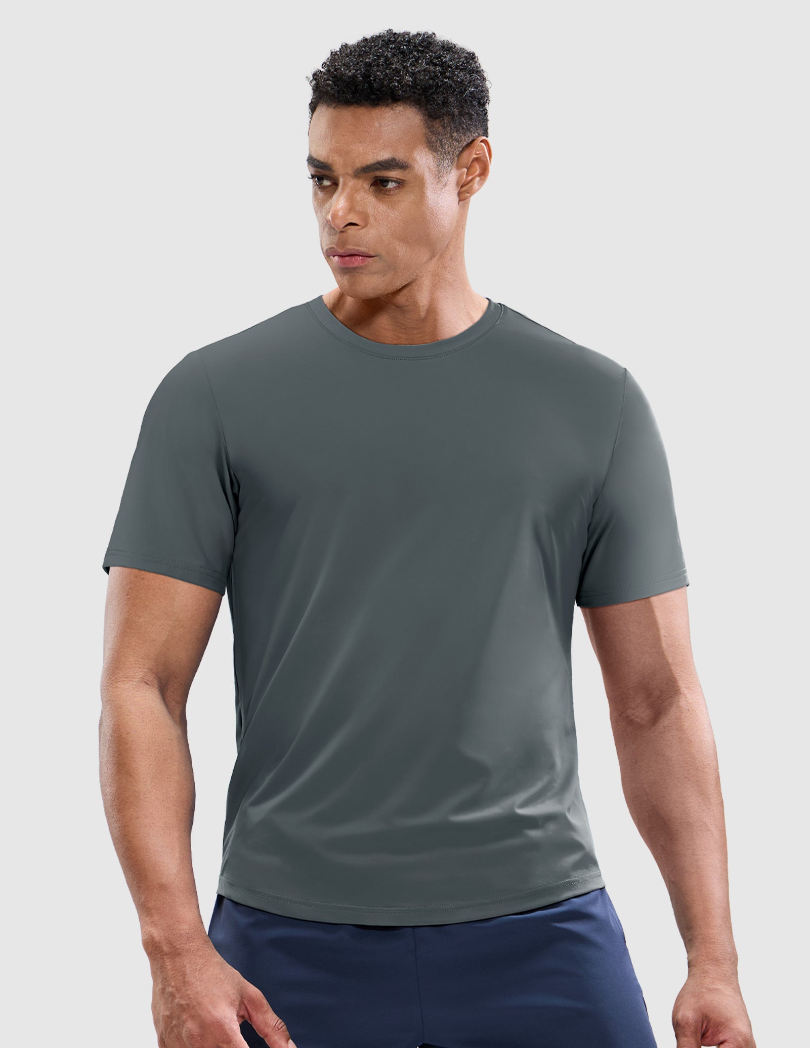 MIER Men’s Workout T-Shirt Dry Fit Short Sleeve UPF 50+ Running Tee Men's T-Shirts Grey / S
