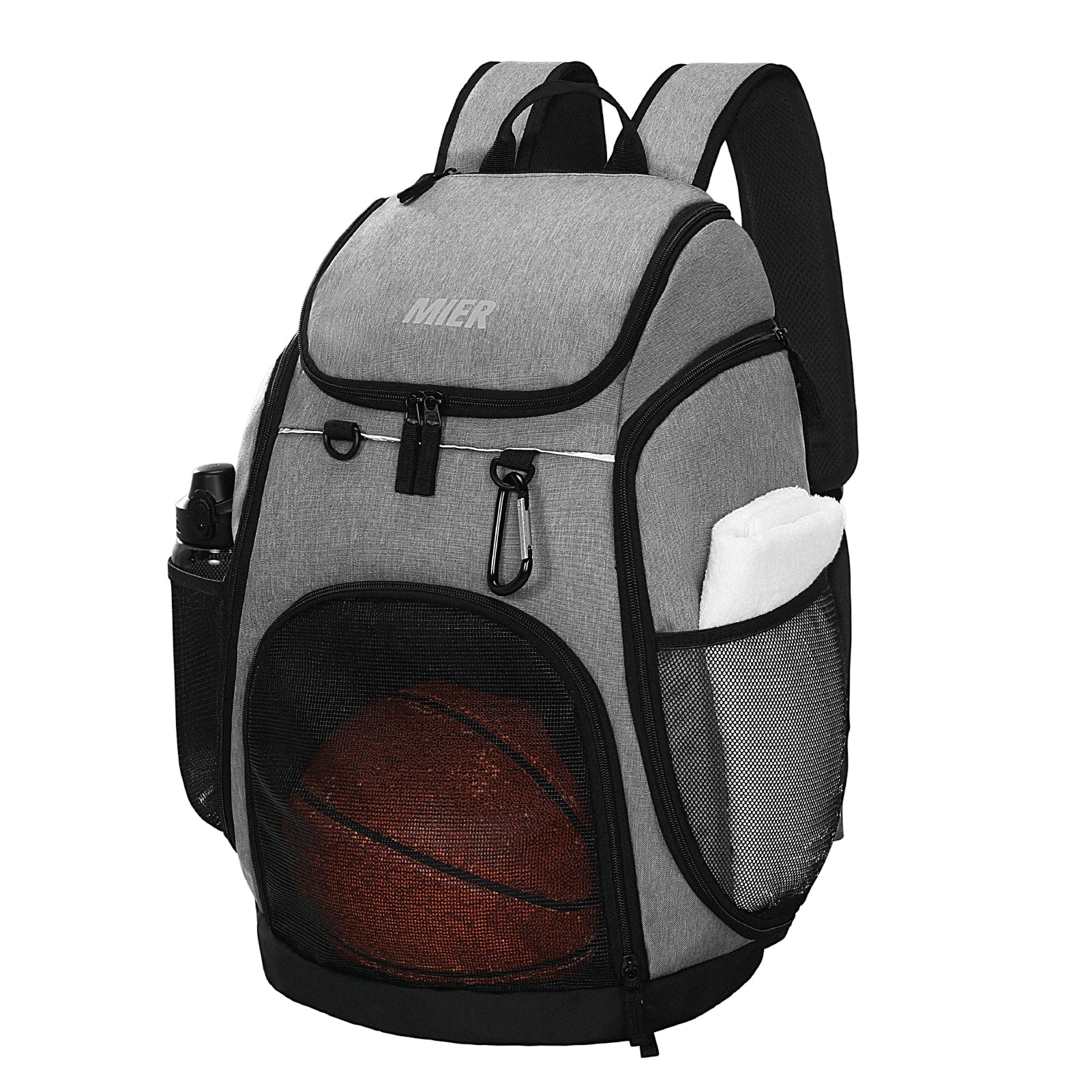 MIER Basketball Backpack Large Sports Bag with Laptop Compartment Backpack Bag Grey