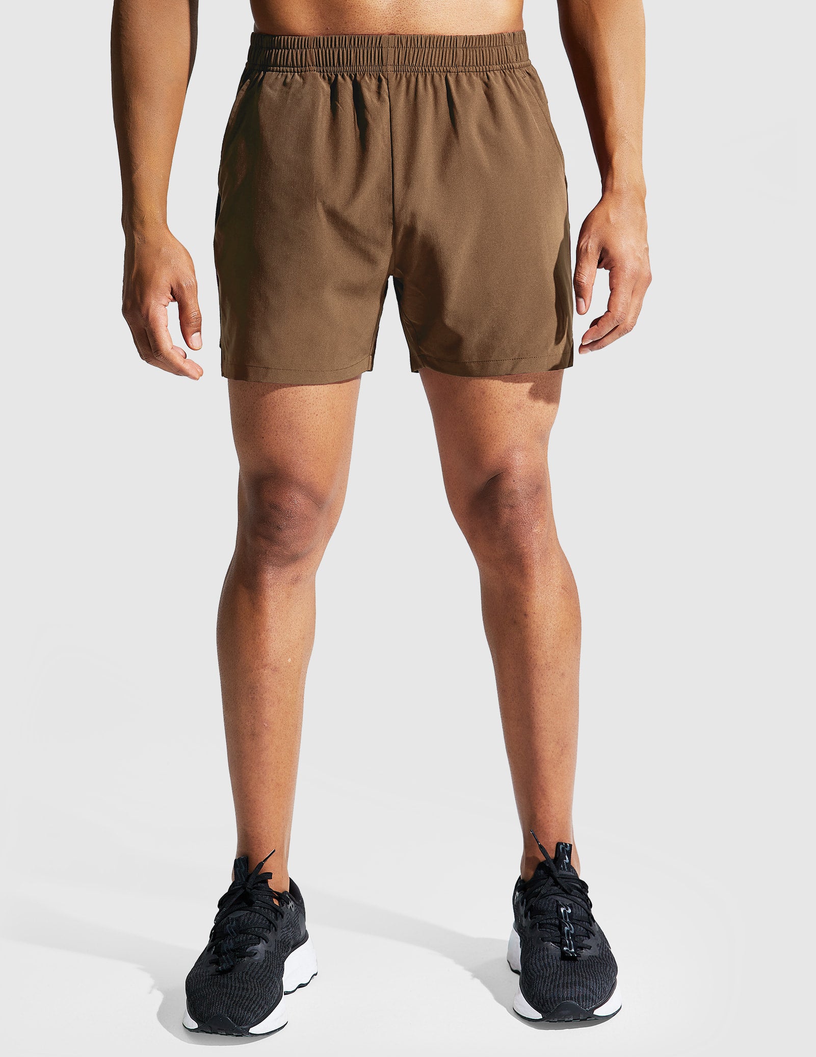 MIER Men's 5 Inch Quick Dry Running Shorts with Pockets Men's Shorts Brown / XS